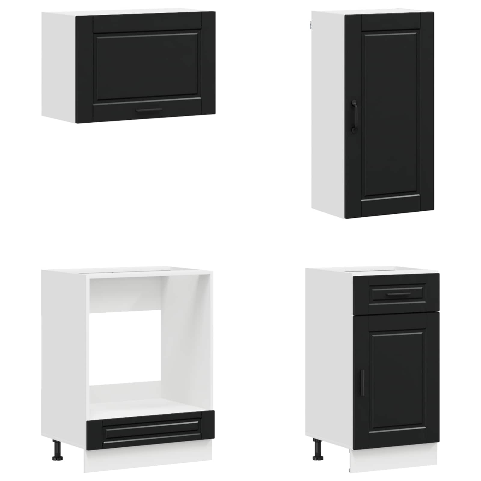 Kuhinjska jedinica PORTO 8 pcs Crna Konstruirano drvo