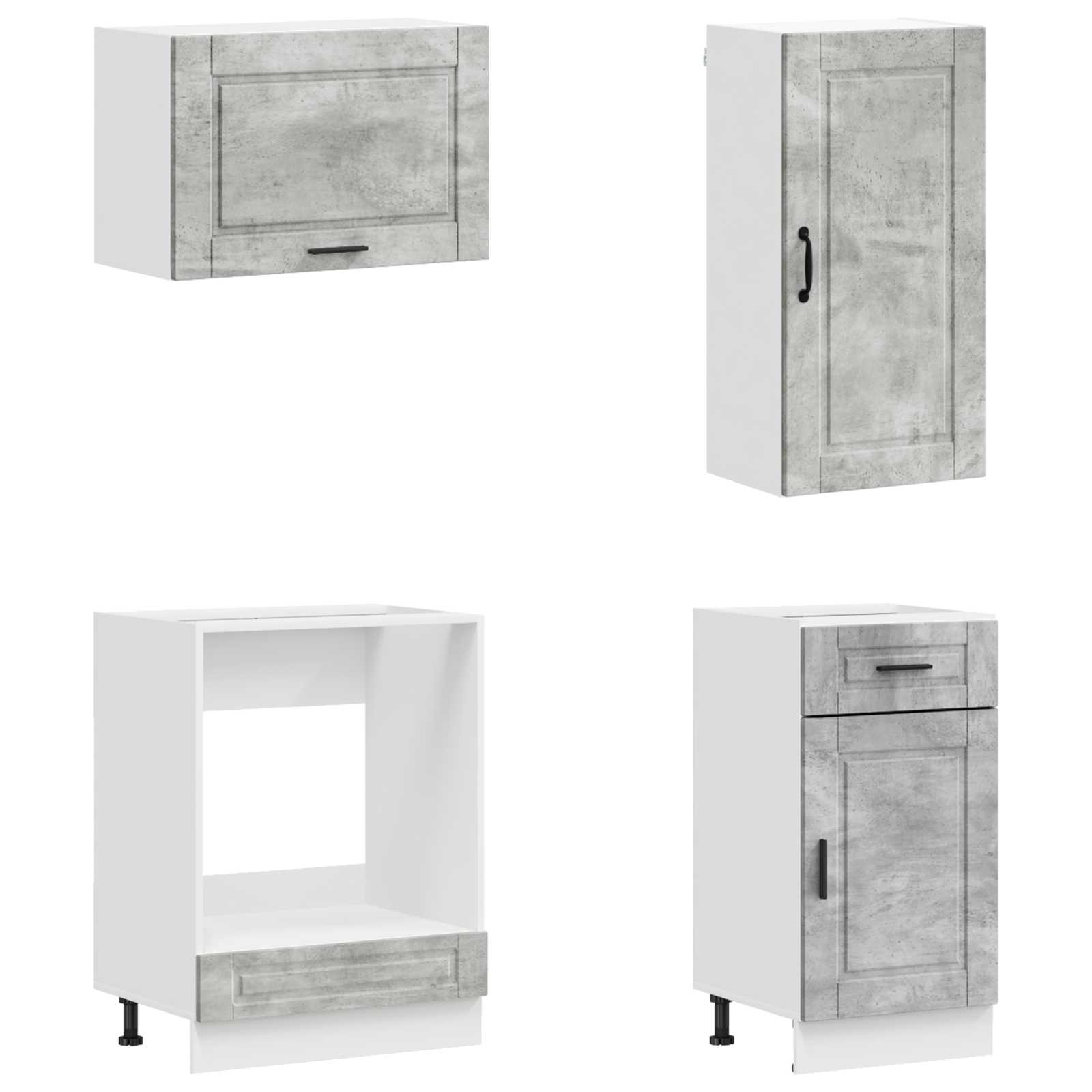Kuhinjska jedinica PORTO 8 pcs Betonska siva Konstruirano drvo