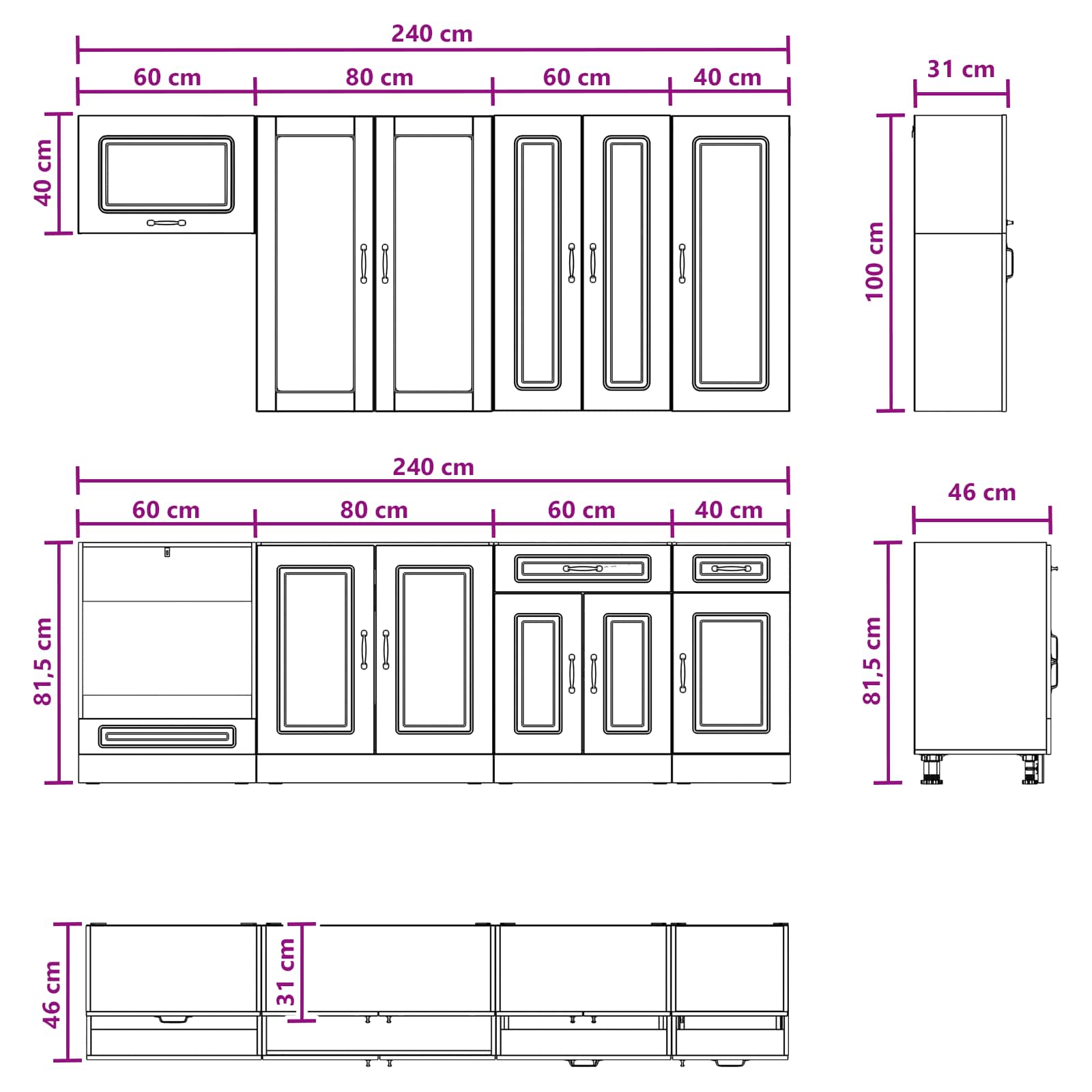 Kuhinjska jedinica KALMAR 8 pcs Bijela Konstruirano drvo