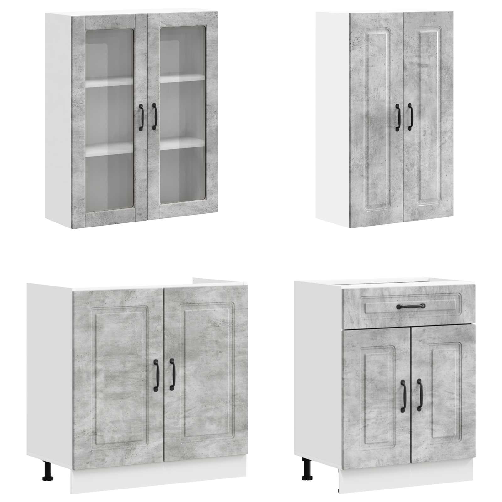 Kuhinjska jedinica KALMAR 8 pcs Betonska siva Konstruirano drvo
