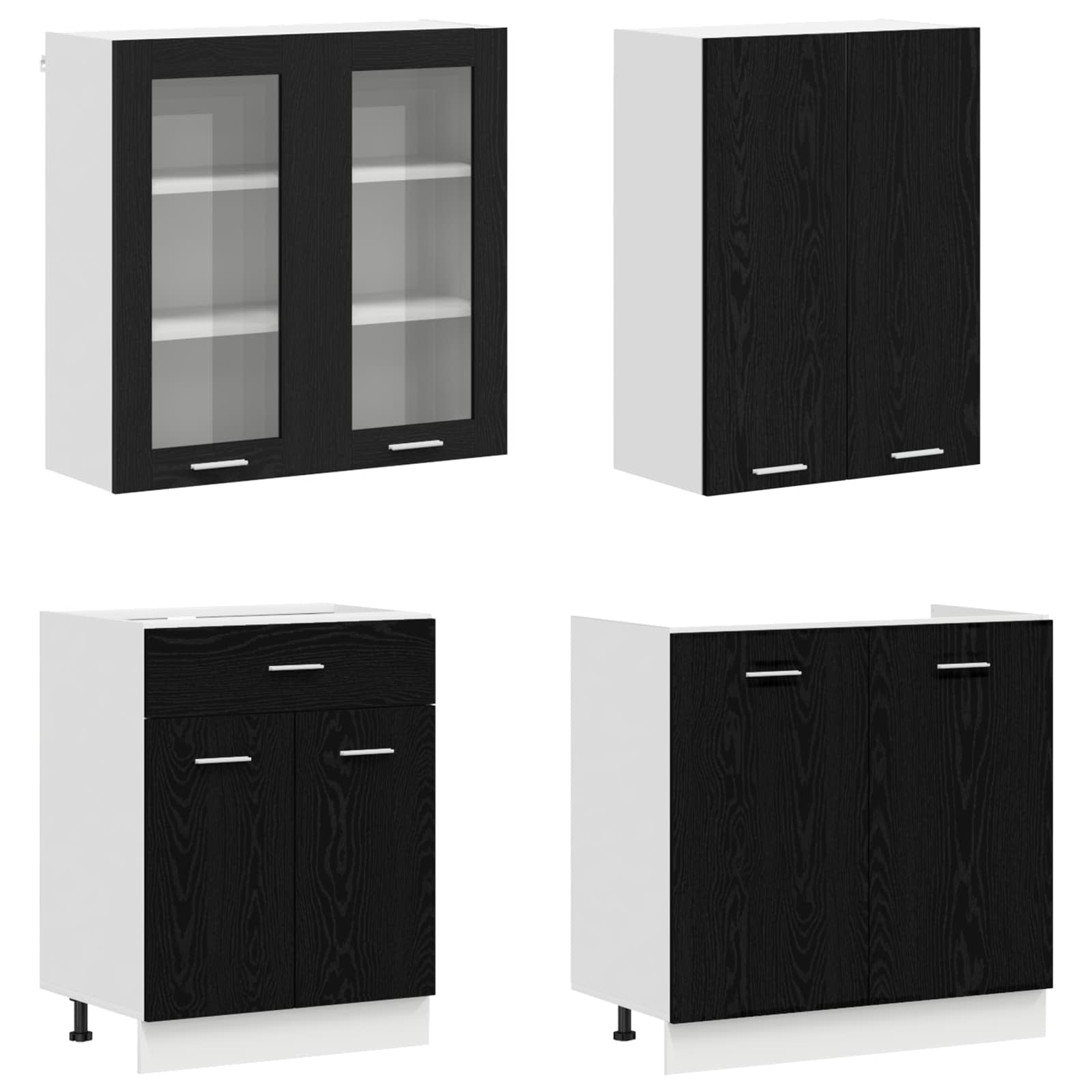 Kuhinjska jedinica LYON 8 pcs Crni hrast Konstruirano drvo