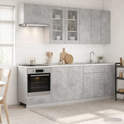 Kuhinjska jedinica LYON 8 pcs Betonska siva Konstruirano drvo