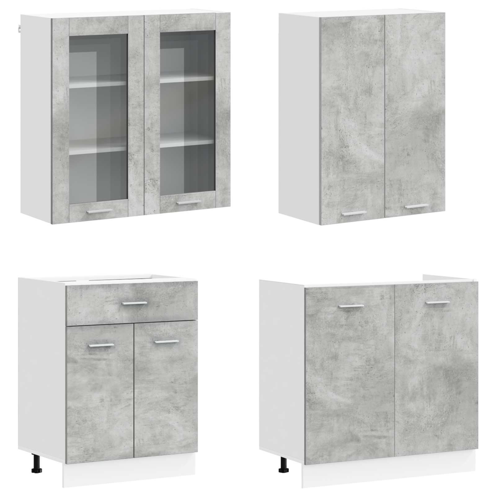 Kuhinjska jedinica LYON 8 pcs Betonska siva Konstruirano drvo