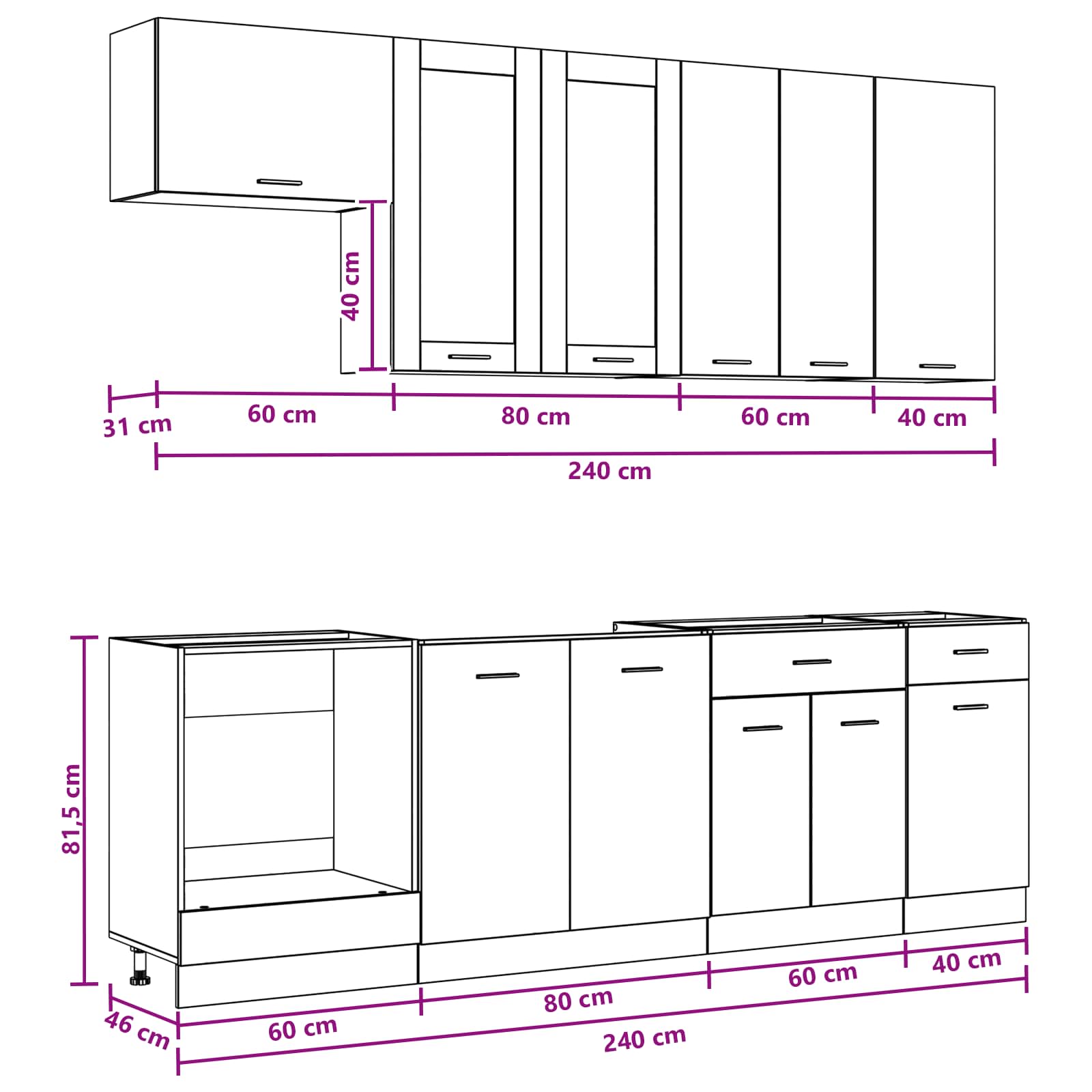 Kuhinjska jedinica LYON 8 pcs Betonska siva Konstruirano drvo