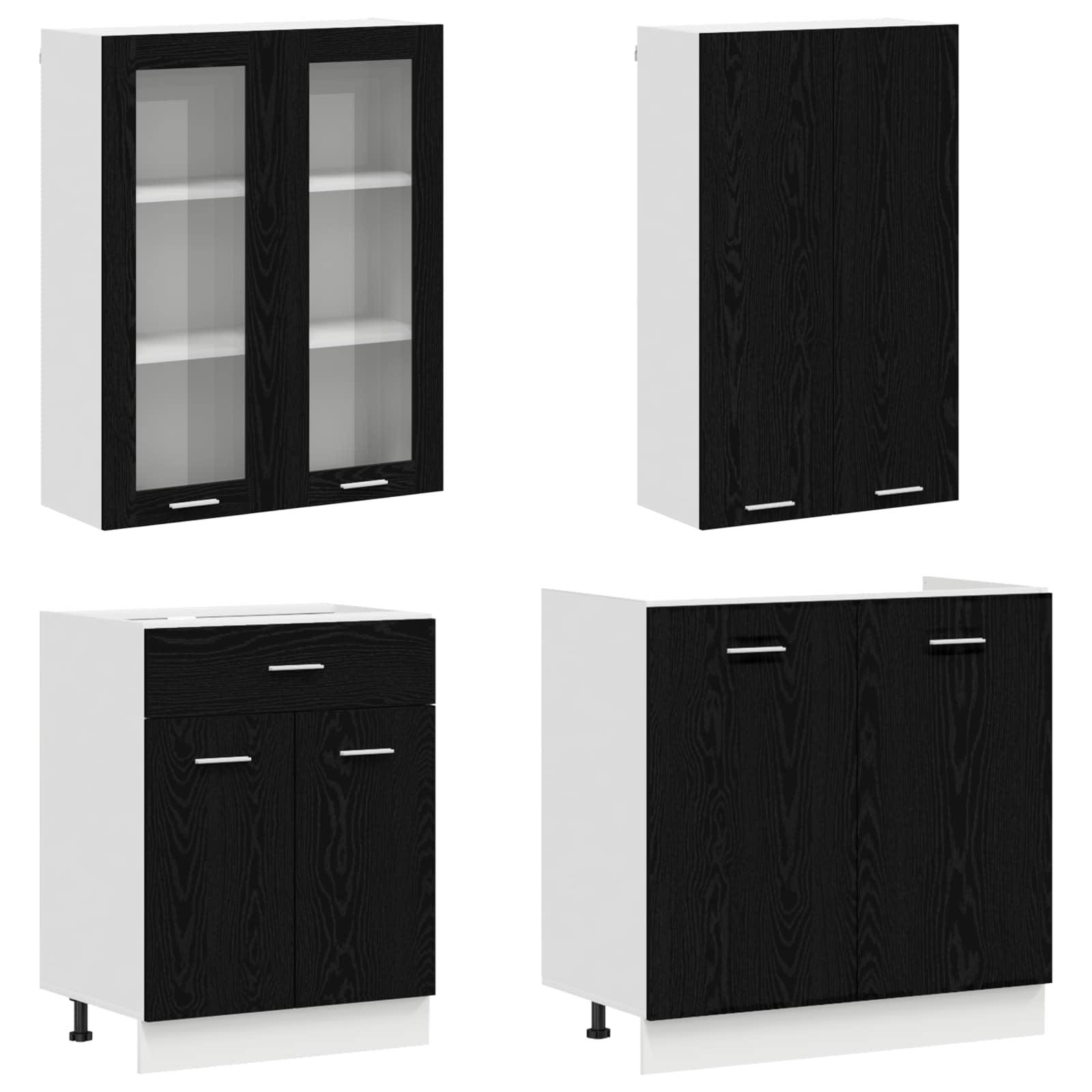 Kuhinjska jedinica LYON 8 pcs Crni hrast Konstruirano drvo