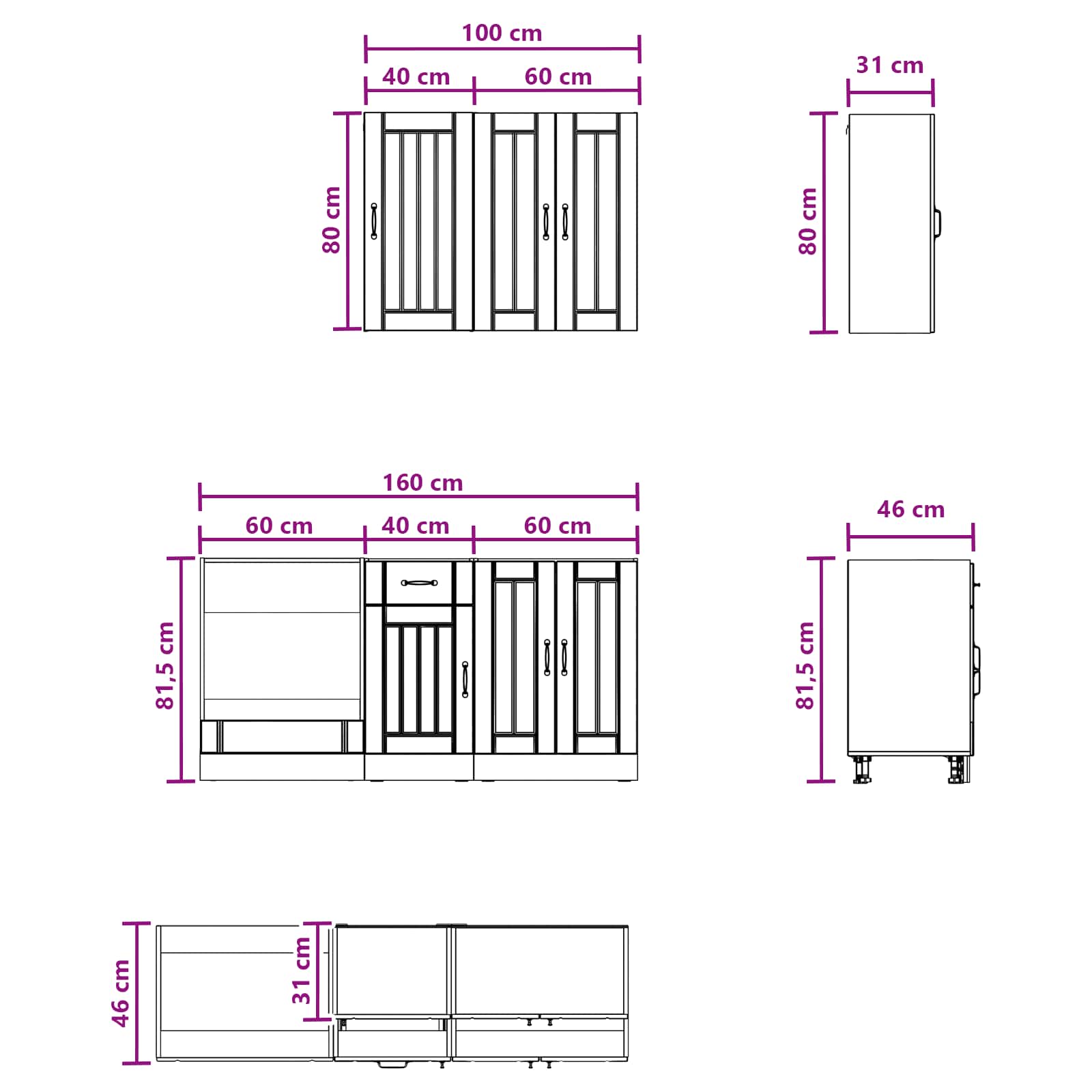 Kuhinjska jedinica LUCCA 5 pcs Siva Sonoma Konstruirano drvo