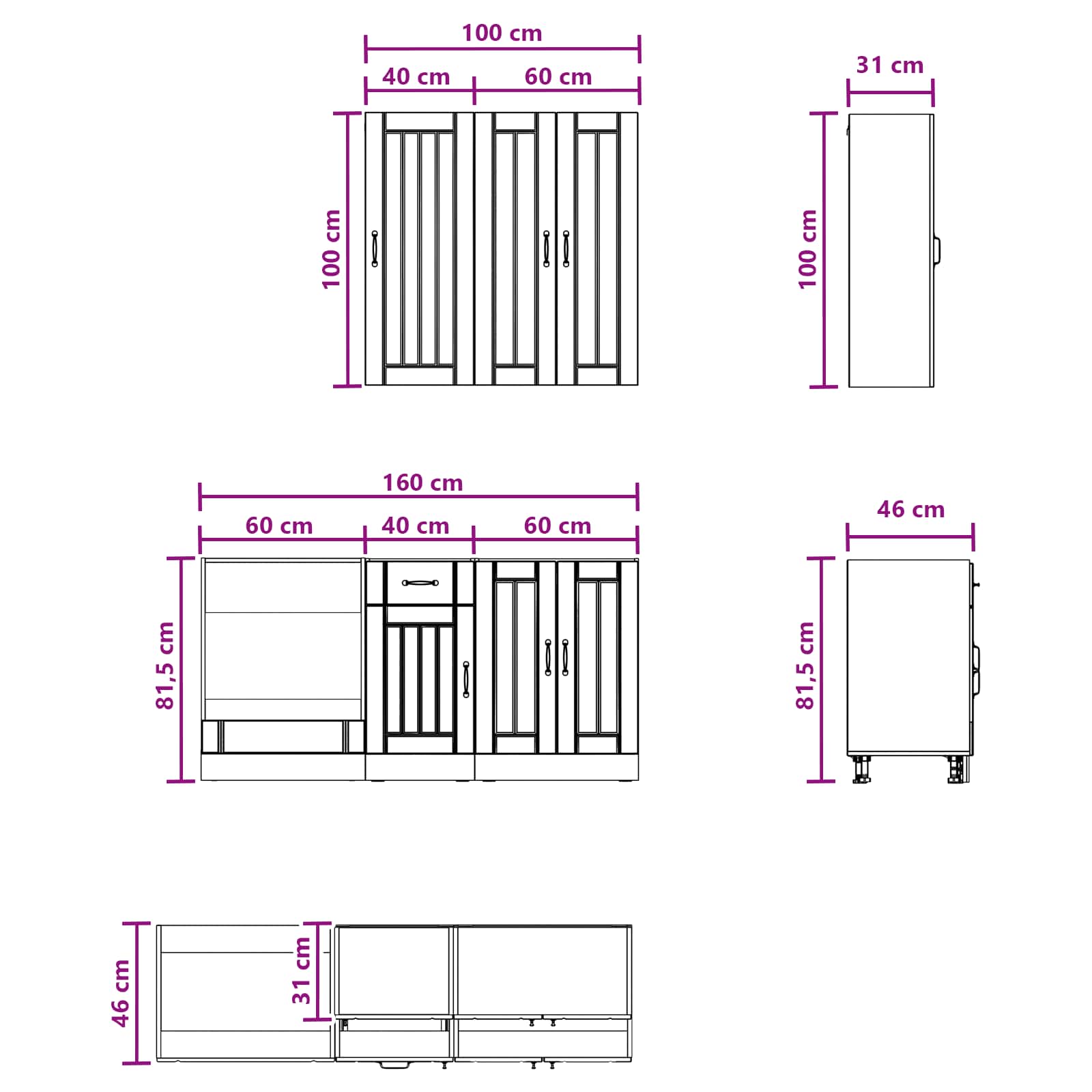 Kuhinjska jedinica LUCCA 5 pcs Siva Sonoma Konstruirano drvo