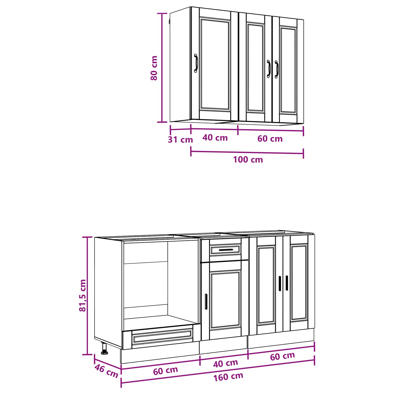 Kuhinjska jedinica PORTO 5 pcs Hrast artisan Konstruirano drvo