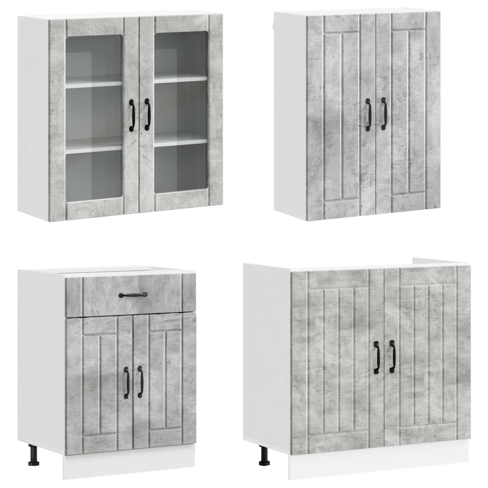 Kuhinjska jedinica LUCCA 4 pcs Betonska siva Konstruirano drvo