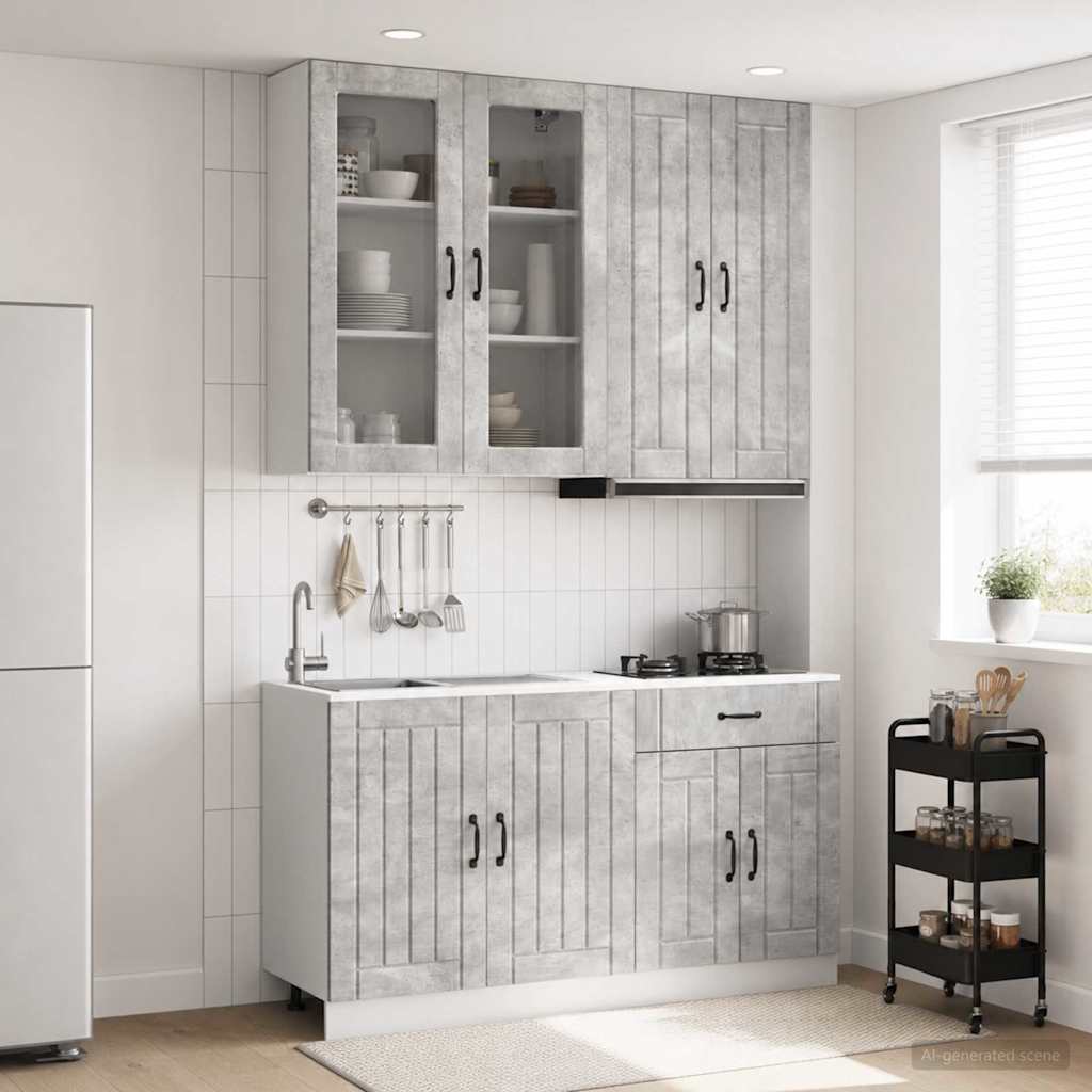Kuhinjska jedinica LUCCA 4 pcs Betonska siva Konstruirano drvo