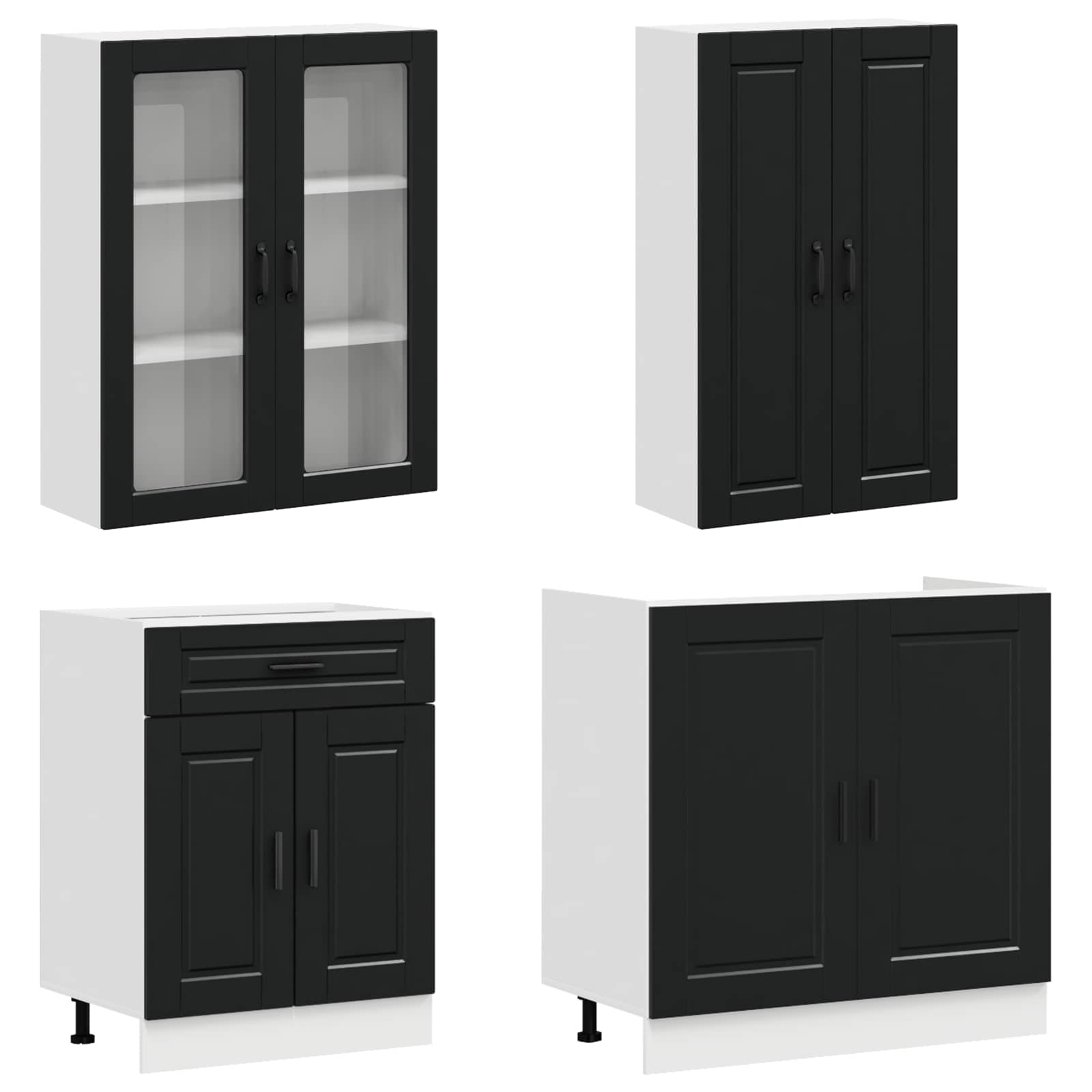 Kuhinjska jedinica PORTO 4 pcs Crna Konstruirano drvo