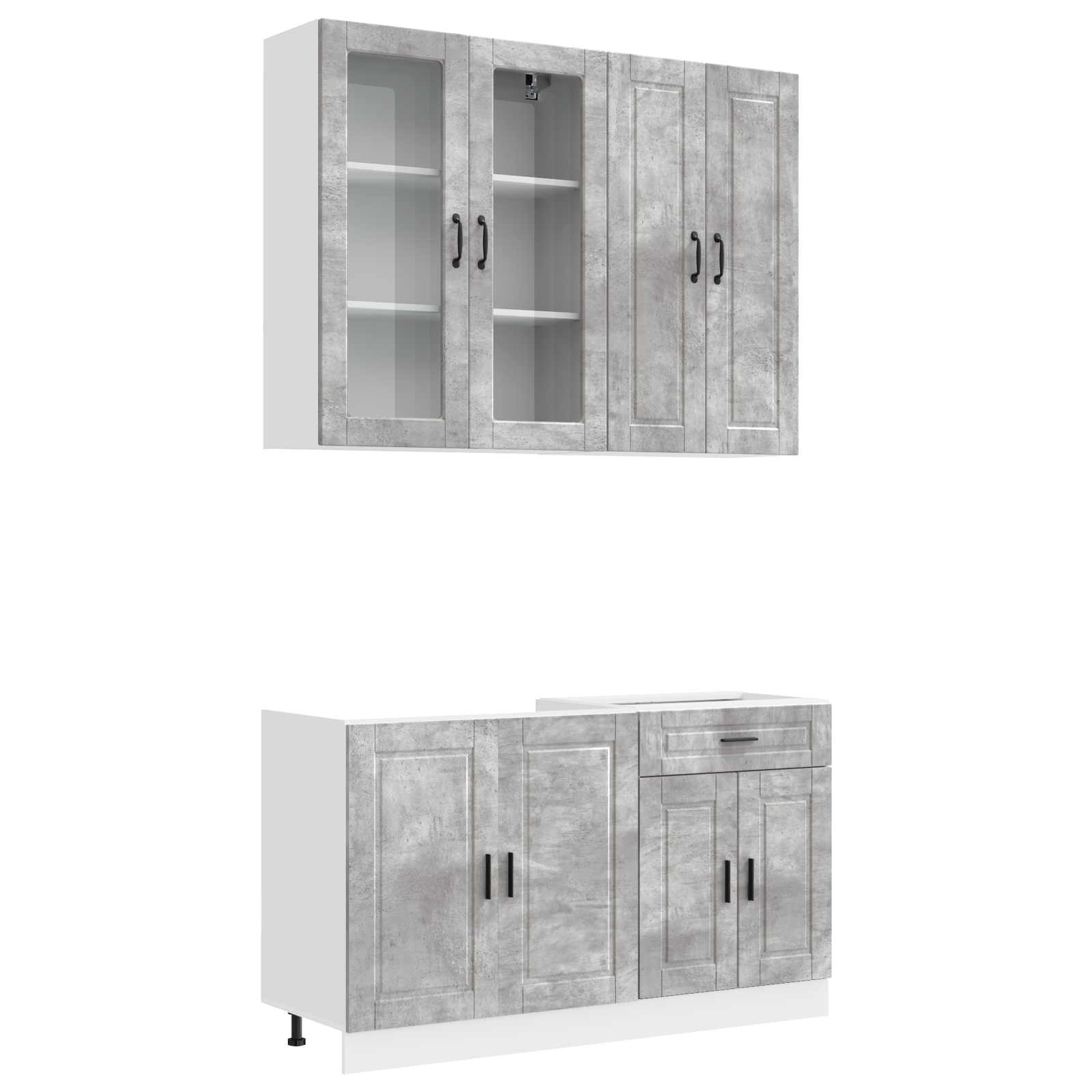 Kuhinjska jedinica PORTO 4 pcs Betonska siva Konstruirano drvo