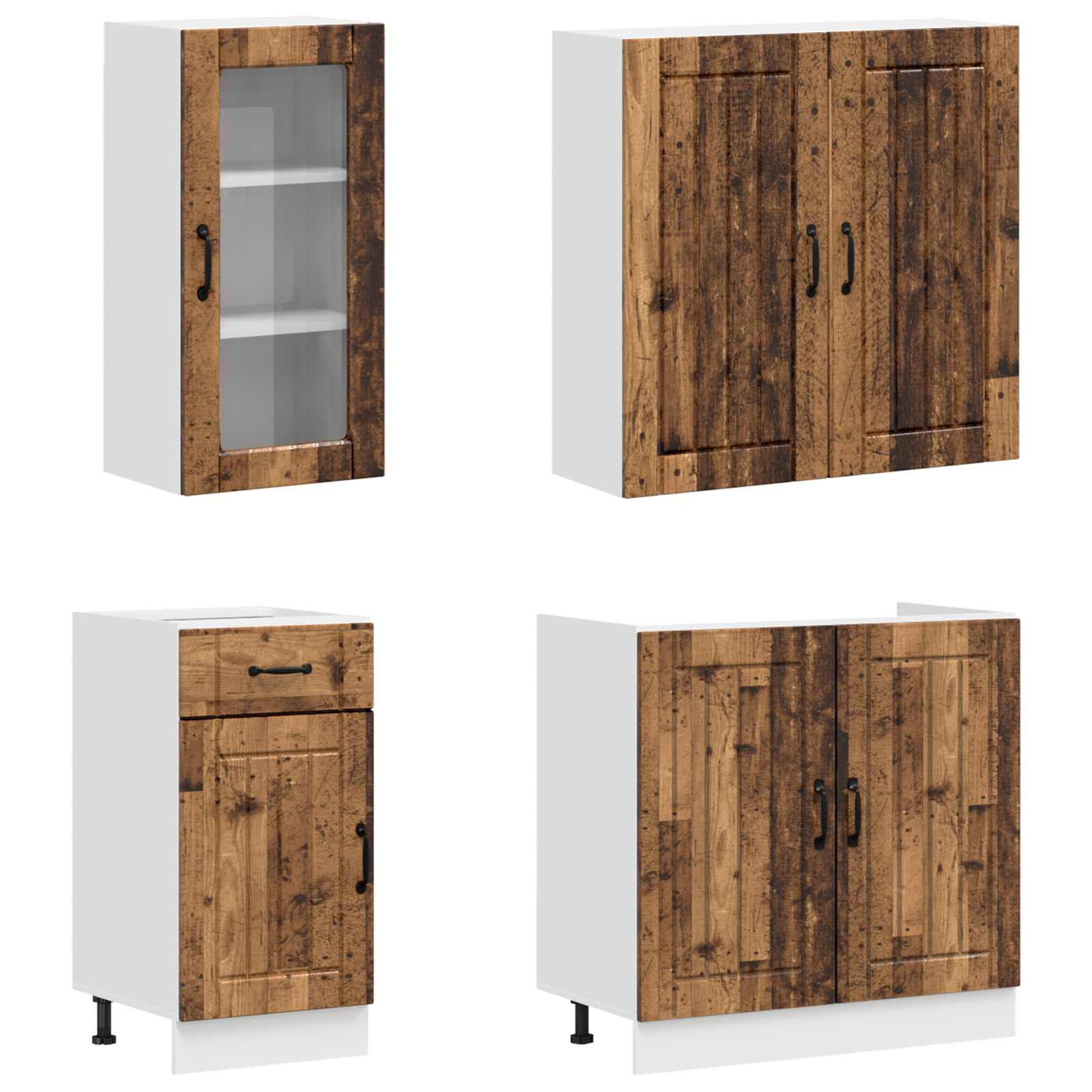 Kuhinjska jedinica LUCCA 8 pcs Staro drvo Konstruirano drvo