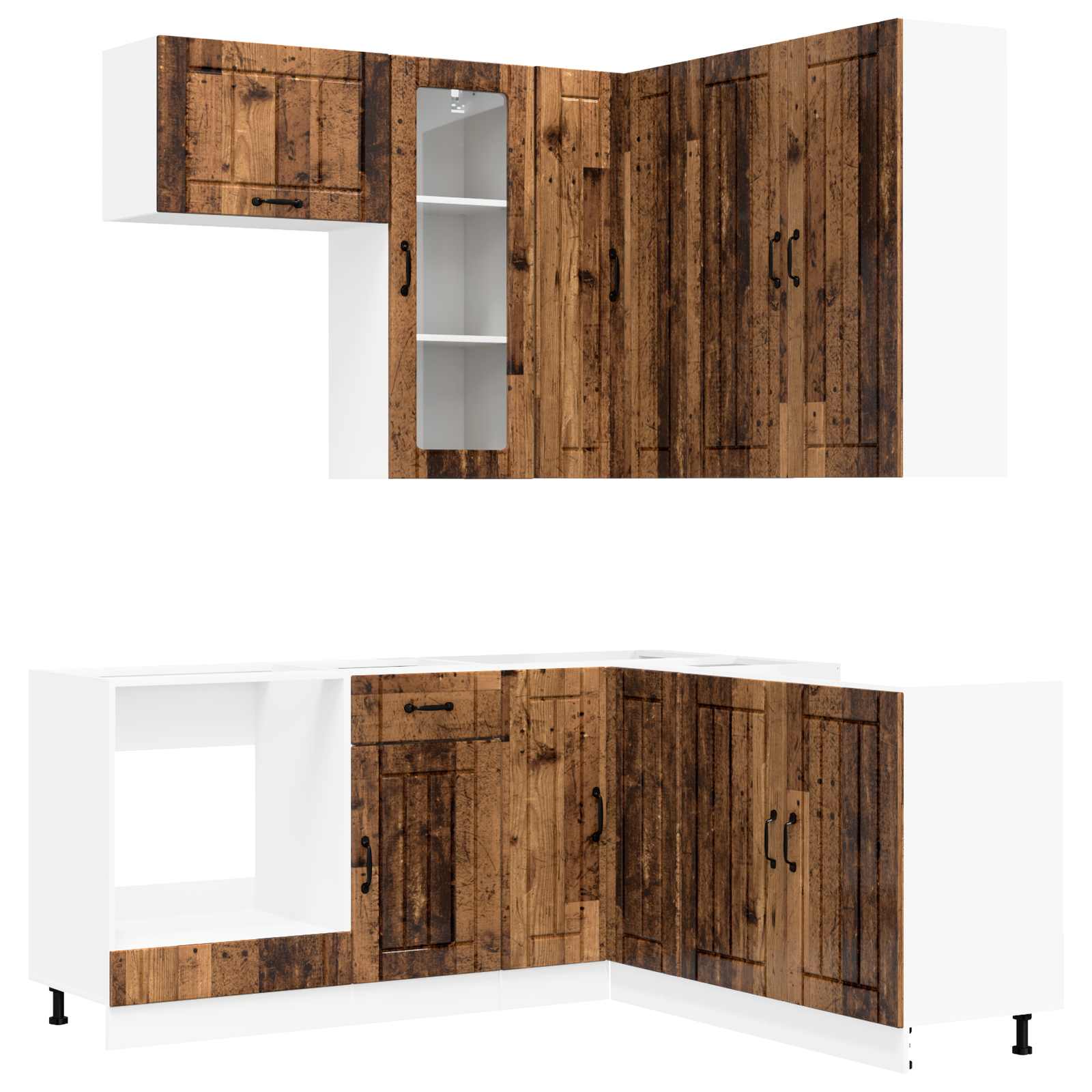 Kuhinjska jedinica LUCCA 8 pcs Staro drvo Konstruirano drvo