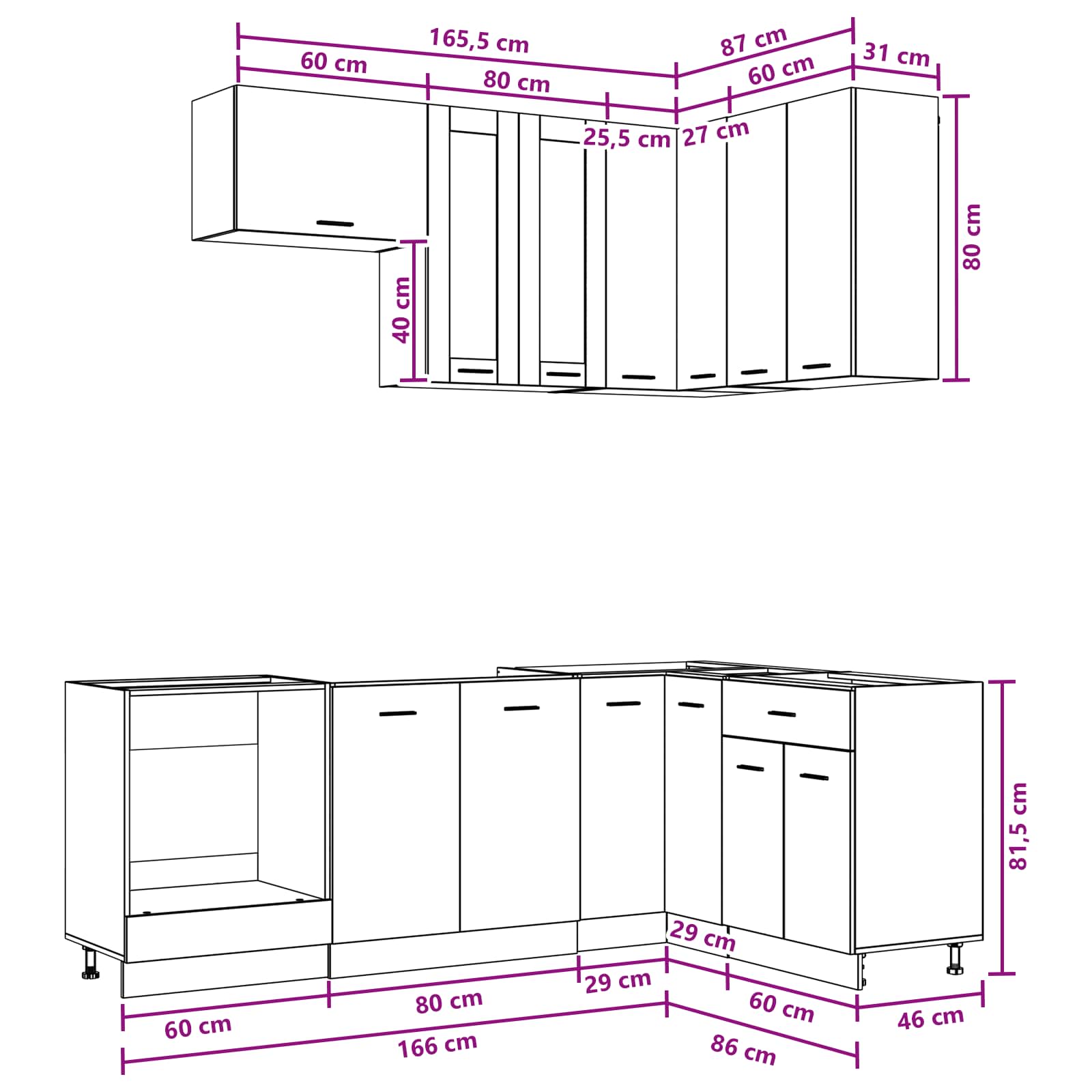 Kuhinjska jedinica LYON 8 pcs Siva Sonoma Konstruirano drvo