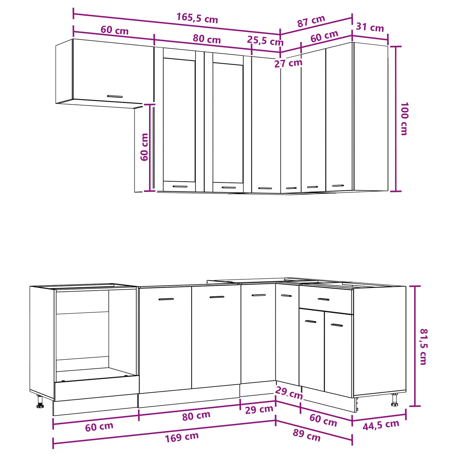 Kuhinjska jedinica LYON 8 pcs Siva Sonoma Konstruirano drvo