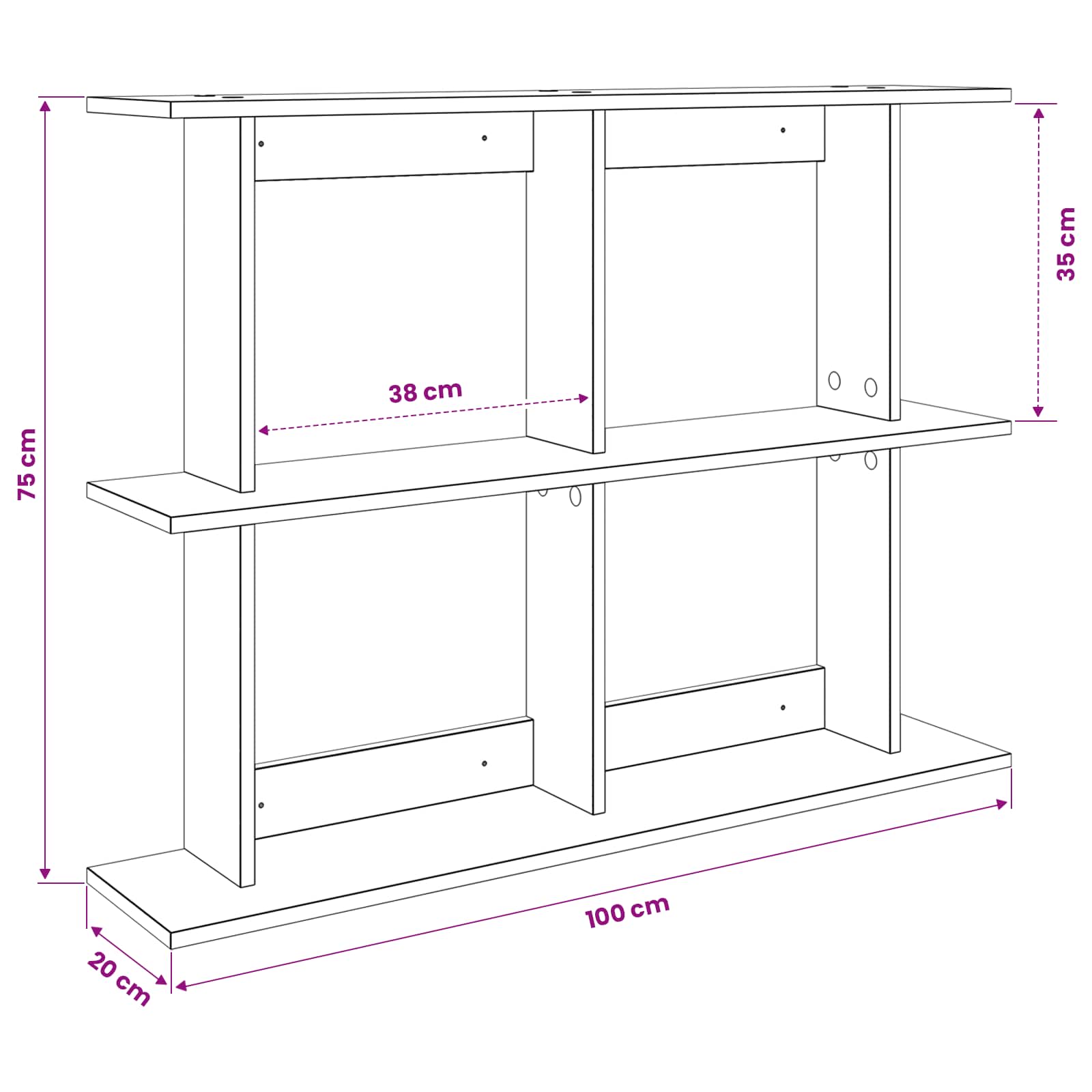 Polica na zidu Zidna montaža Betonska siva 100 x 20 x 75 cm