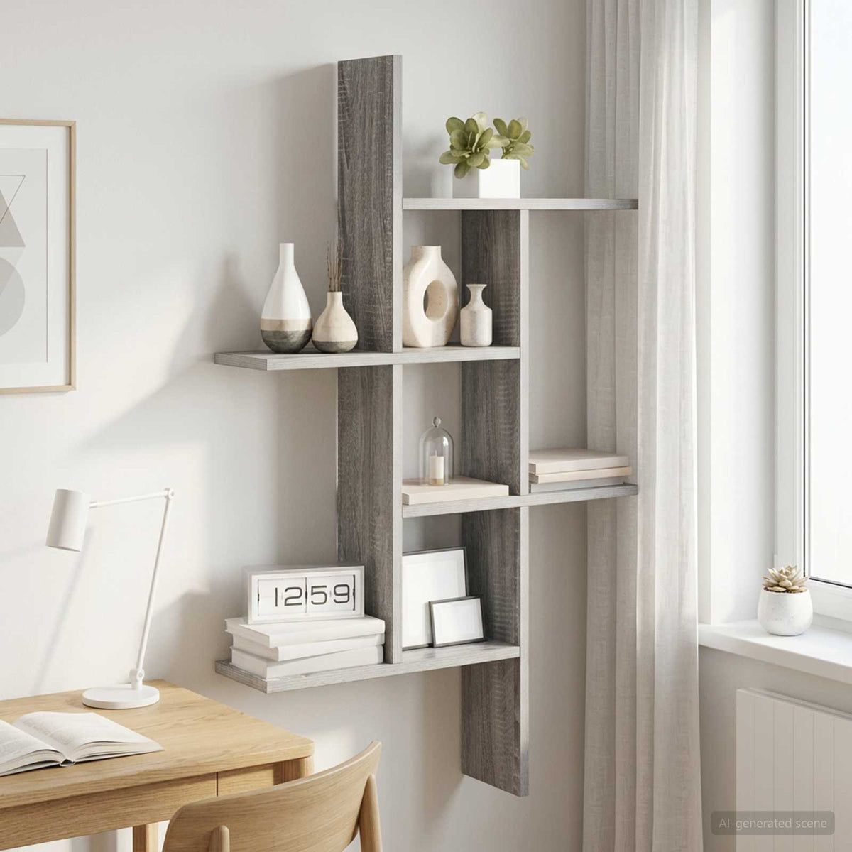 Polica na zidu Siva Sonoma 61 x 15 x 102 cm Konstruirano drvo