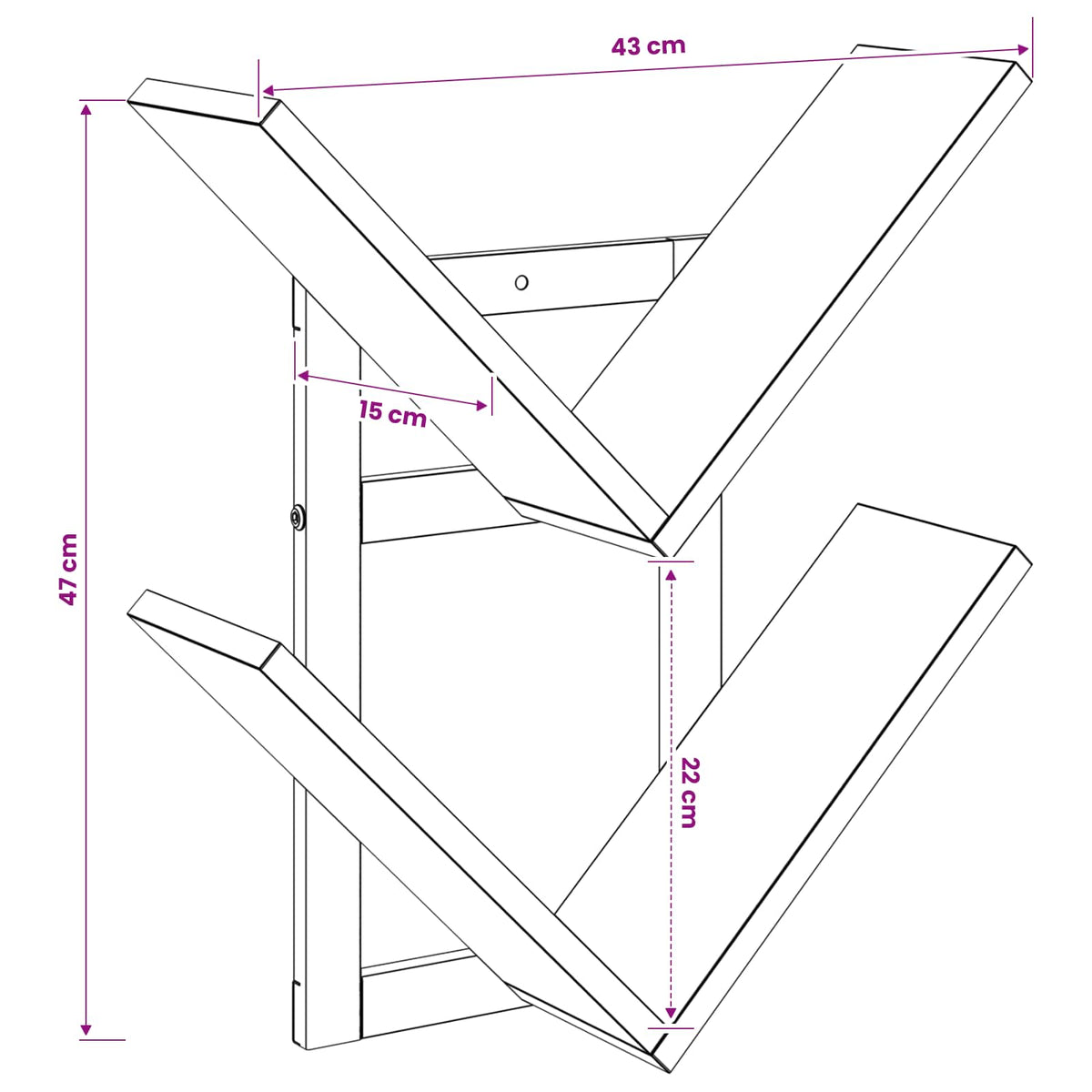 Floating polica za zid Crni hrast 43 x 15 x 47 cm