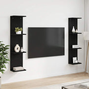 Polica na zidu 2 kom. Crni hrast 25 x 15 x 100 cm