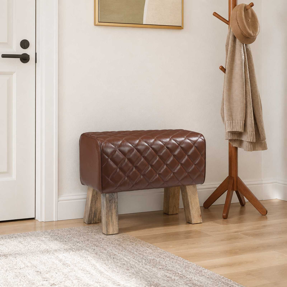 klupa 110 x 30 x 45 cm Prava koža