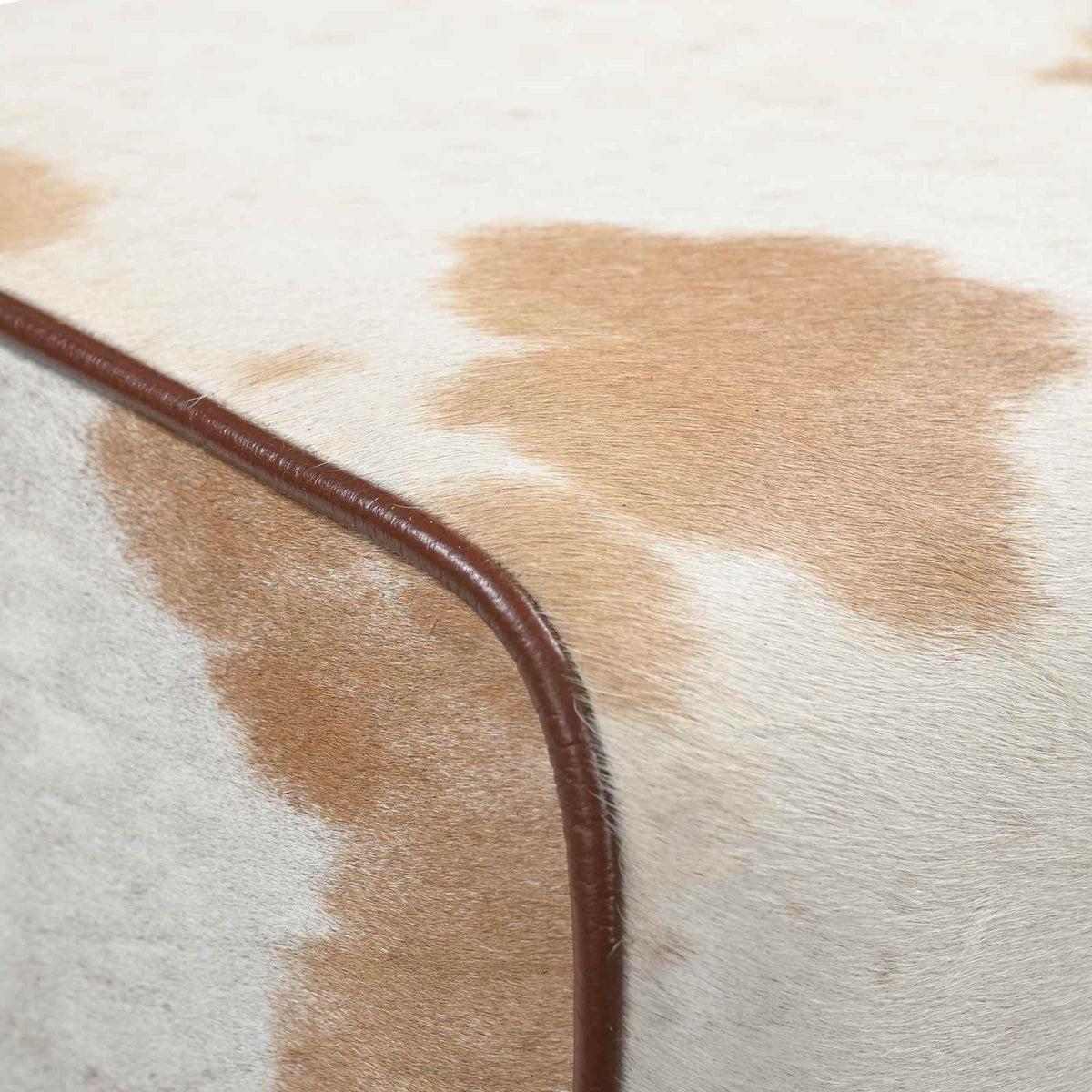 klupa 60 x 30 x 45 cm Prava koža Smeđa i bijela