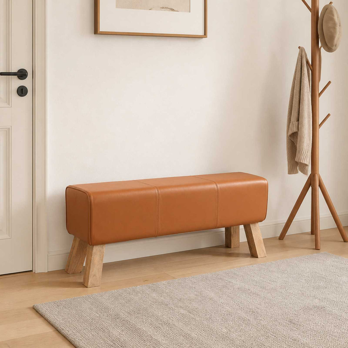 klupa 110 x 30 x 45 cm Prava koža