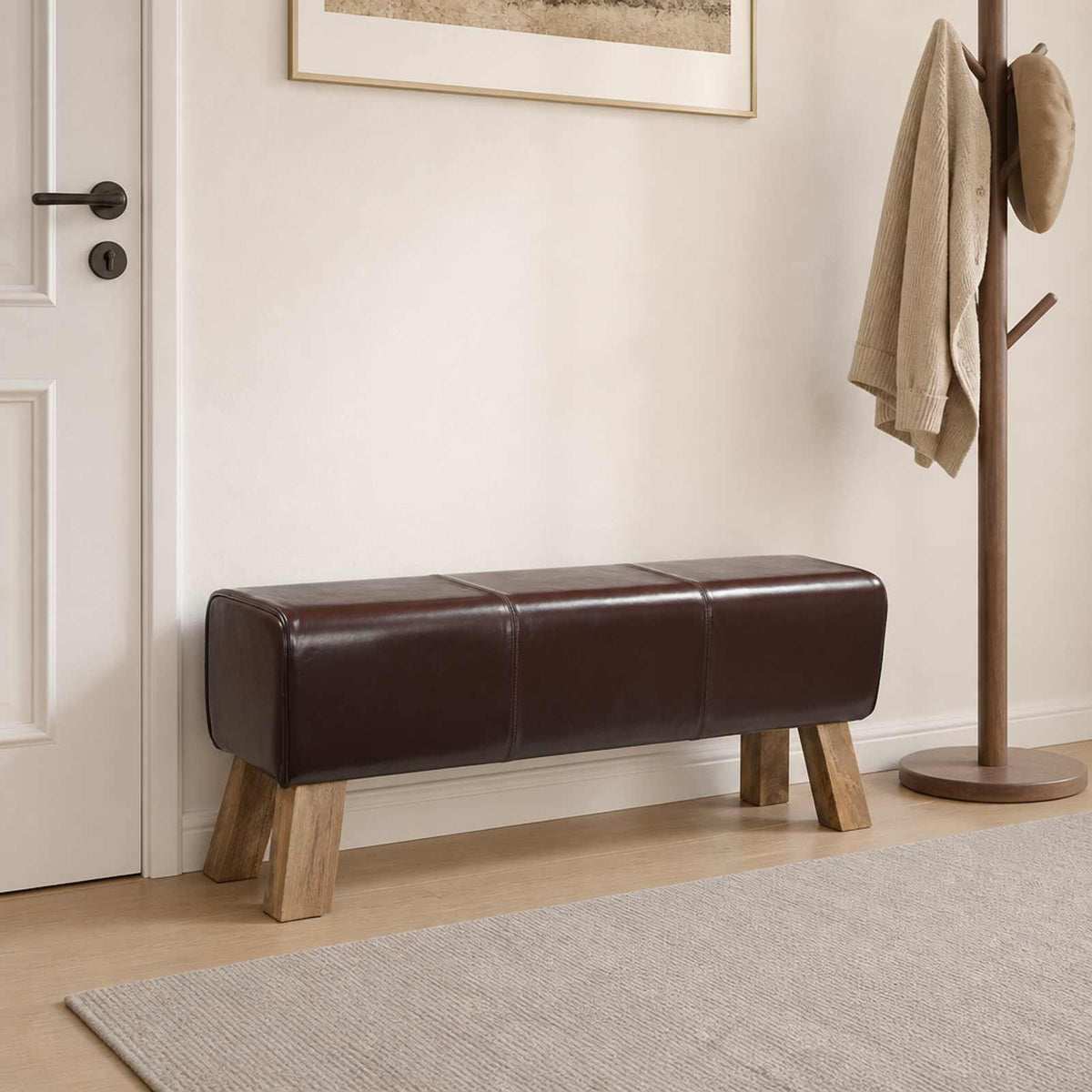 klupa 110 x 30 x 45 cm Prava koža