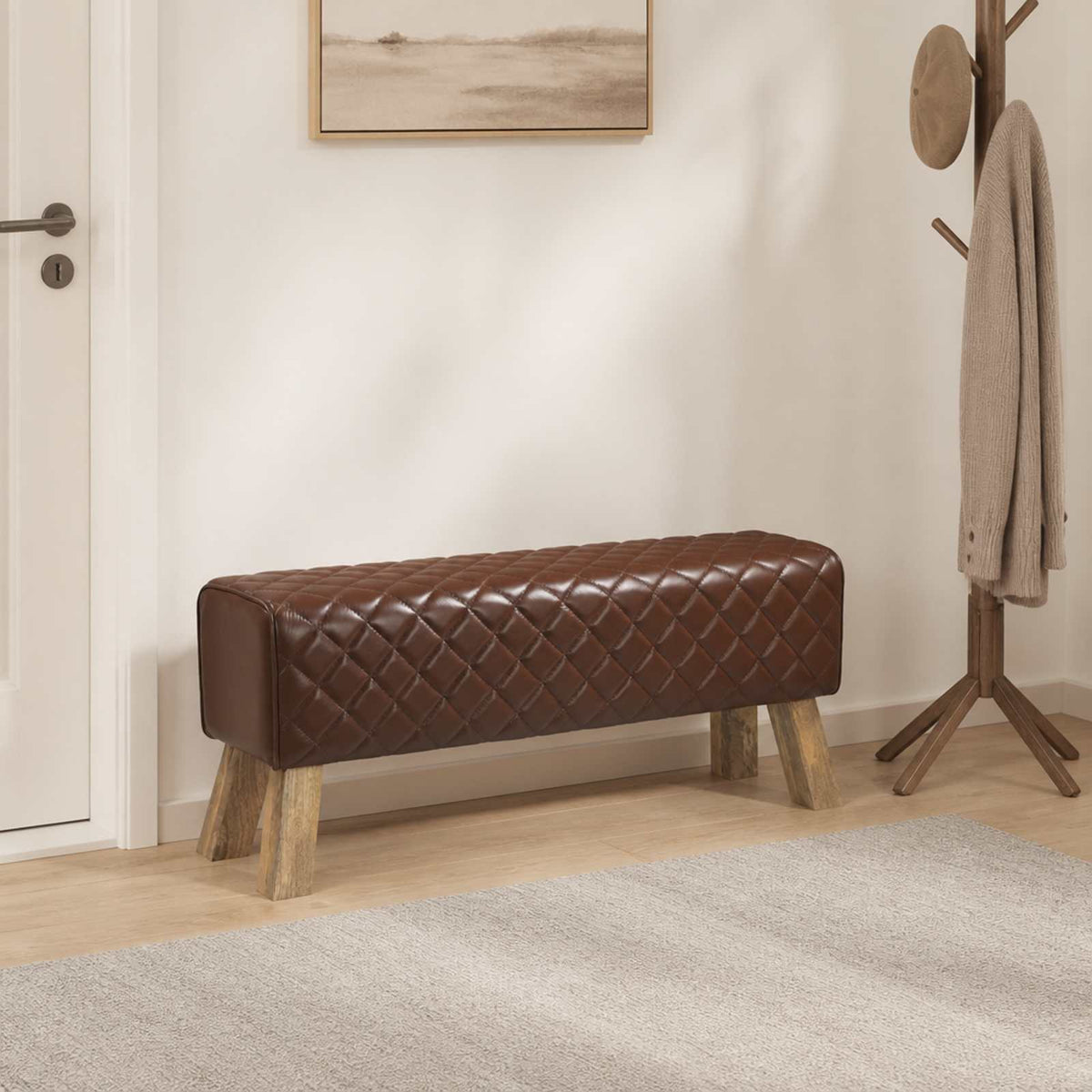 klupa 110 x 30 x 45 cm Prava koža