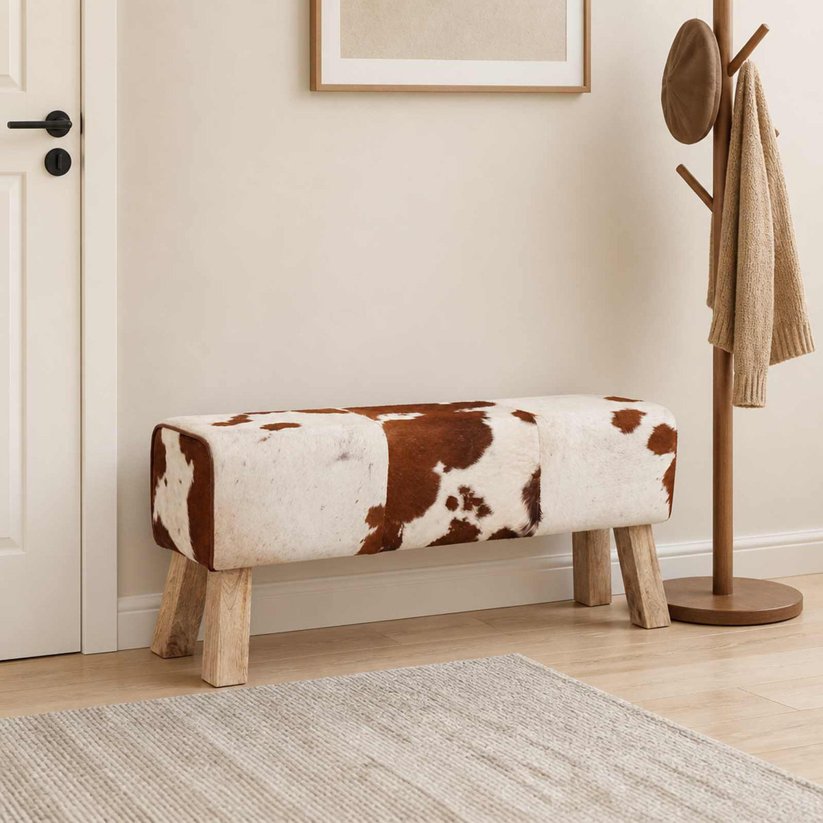 klupa 110 x 30 x 45 cm Prava koža