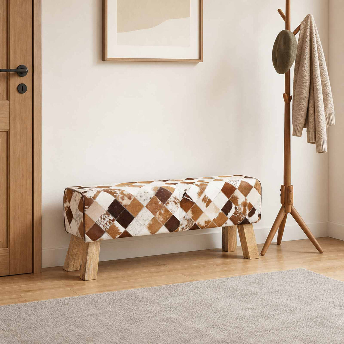 klupa 110 x 30 x 45 cm Prava koža
