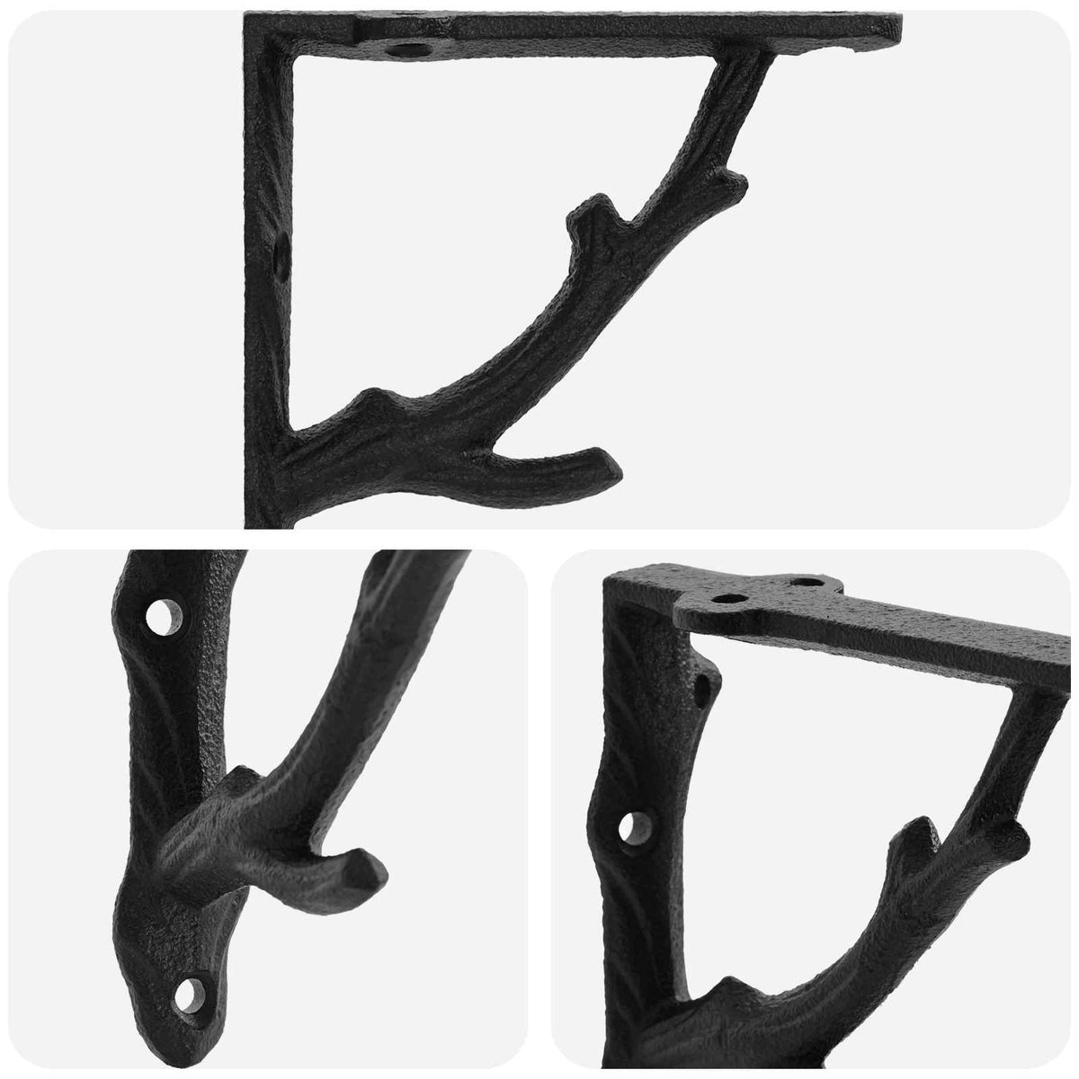 Nosači za zidne police 2 kom. Crna 21.5 x 21.5 x 3.5 cm Čelik