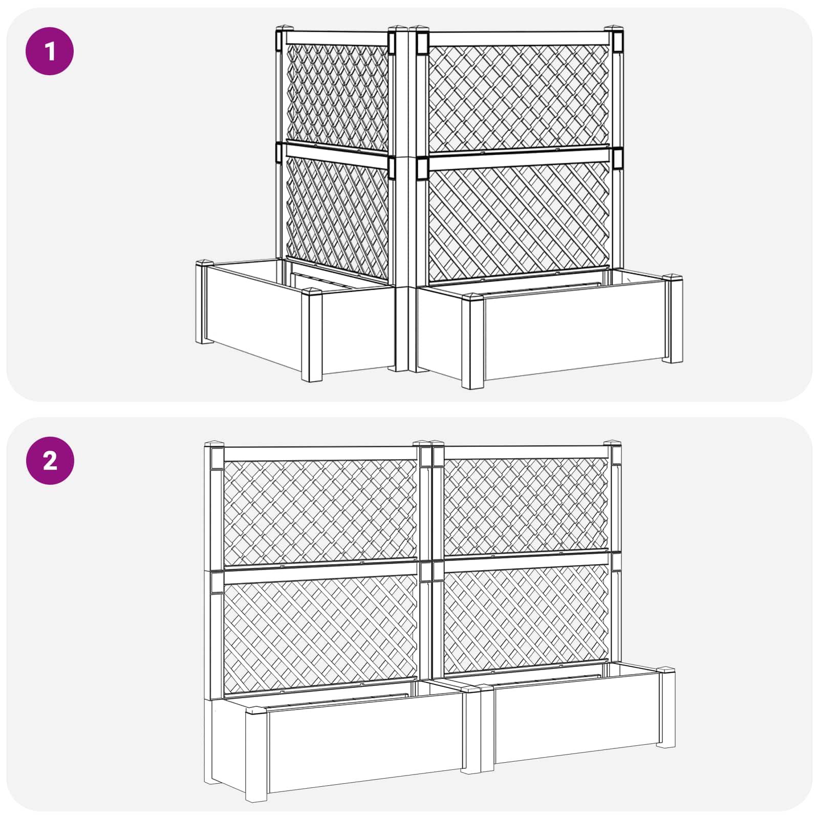 Velika s osvrtom 2 pcs Siva 143 x 143 x 133,5 cm PP