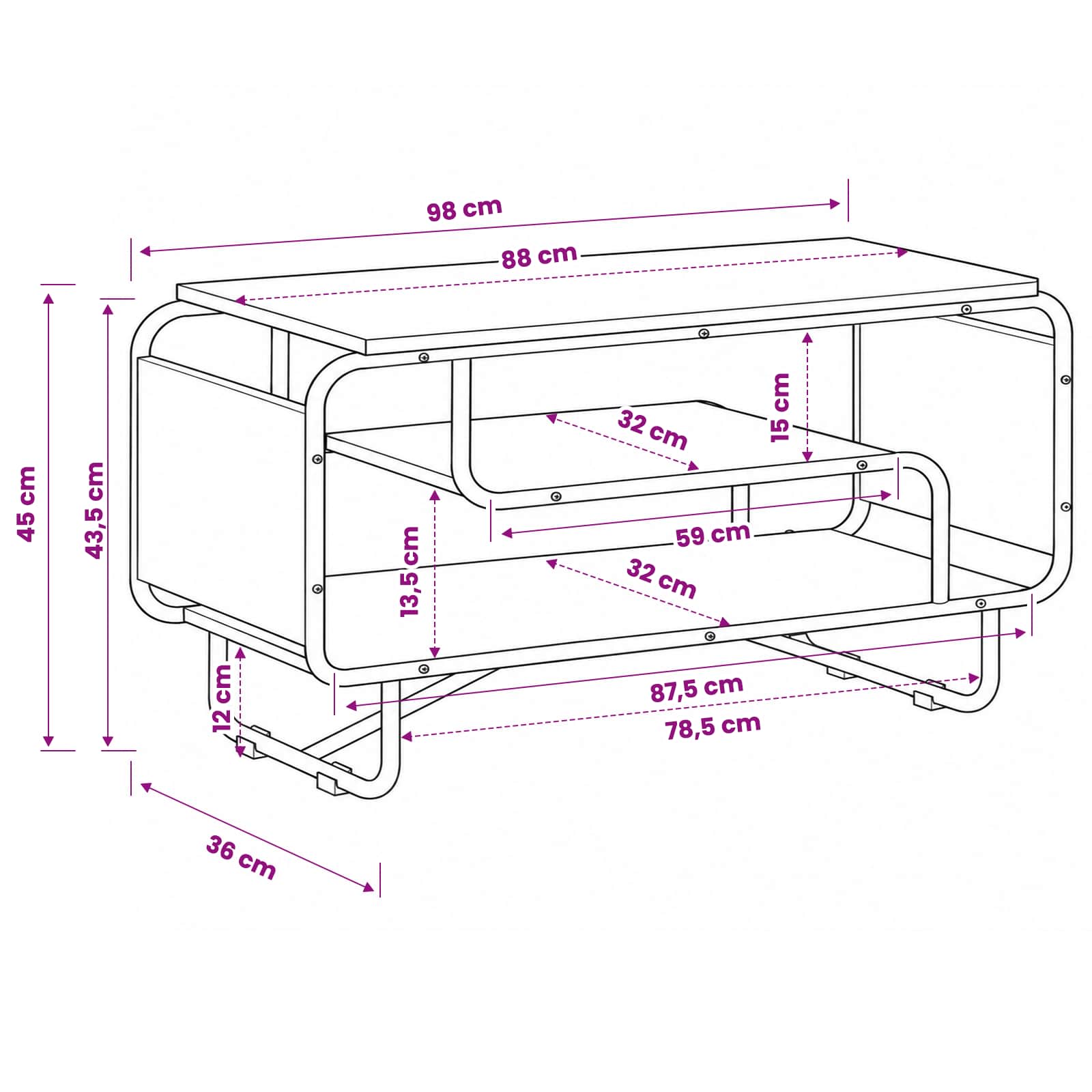 TV stalak 98 x 36 x 45 cm Hrast sonoma Konstruirano drvo