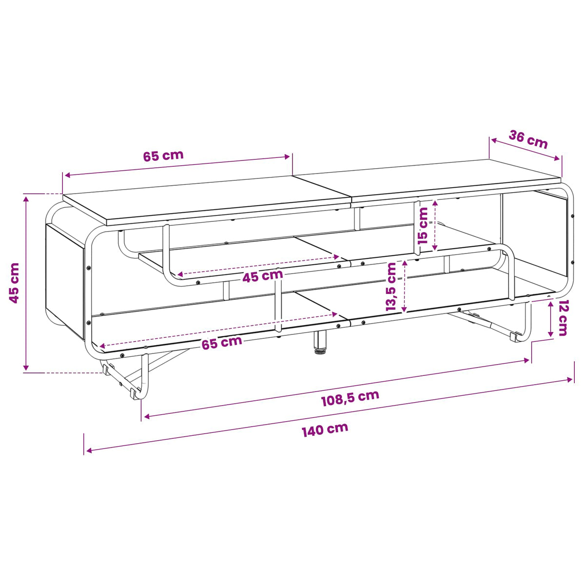 TV stalak 140 x 36 x 45 cm Siva Sonoma Konstruirano drvo