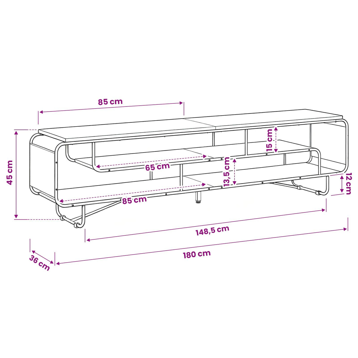 TV stalak 180 x 36 x 45 cm Siva Sonoma Konstruirano drvo