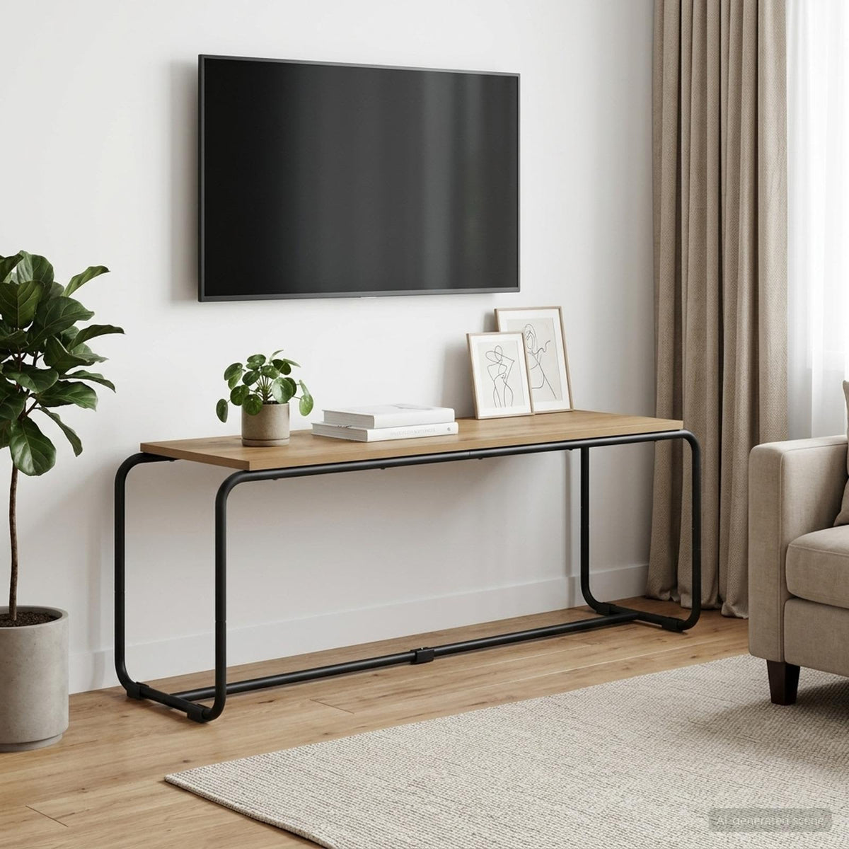 TV stalak 113.5 x 35.5 x 42 cm Hrast artisan Konstruirano drvo