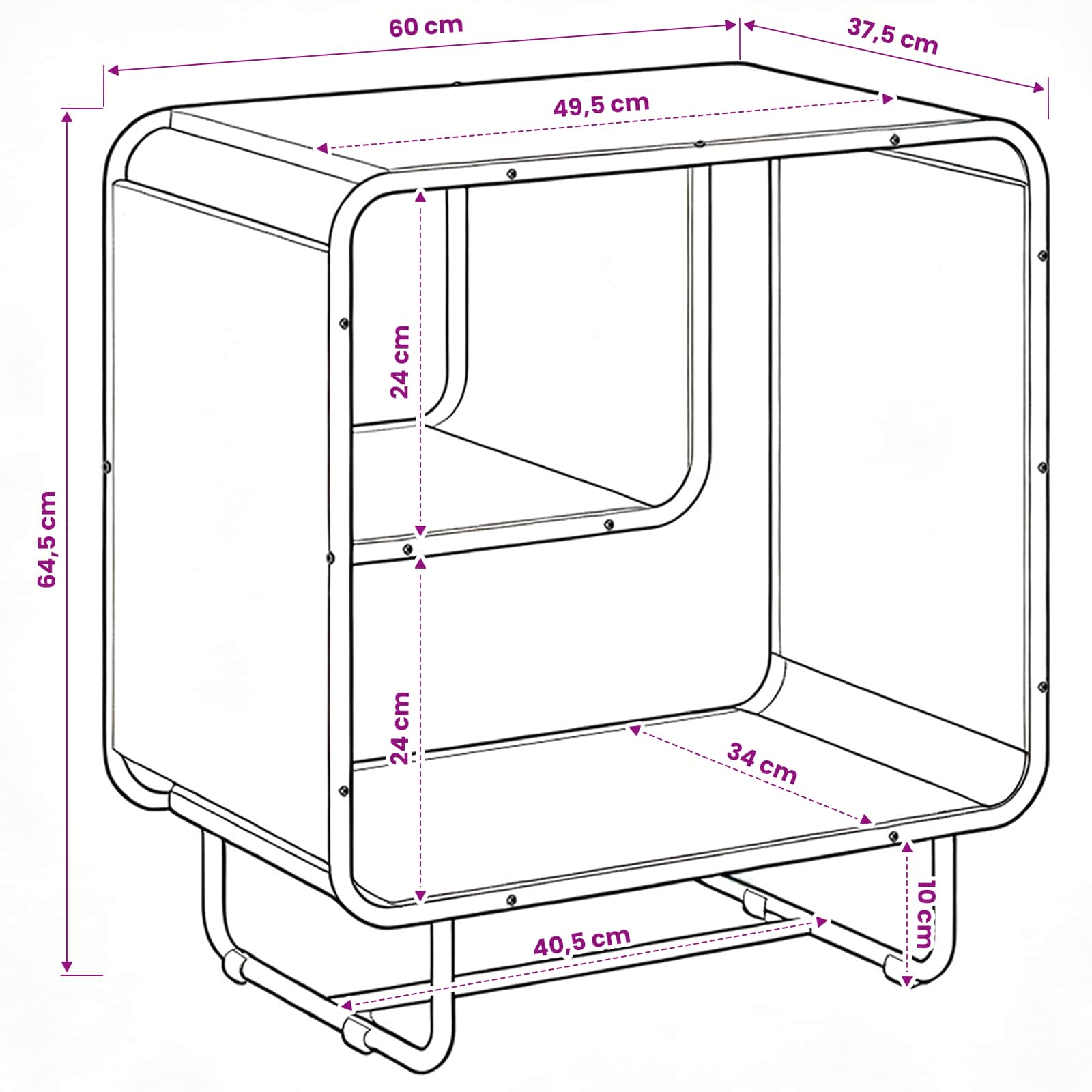 Komoda Crni hrast 60 x 37,5 x 64,5 cm Konstruirano drvo