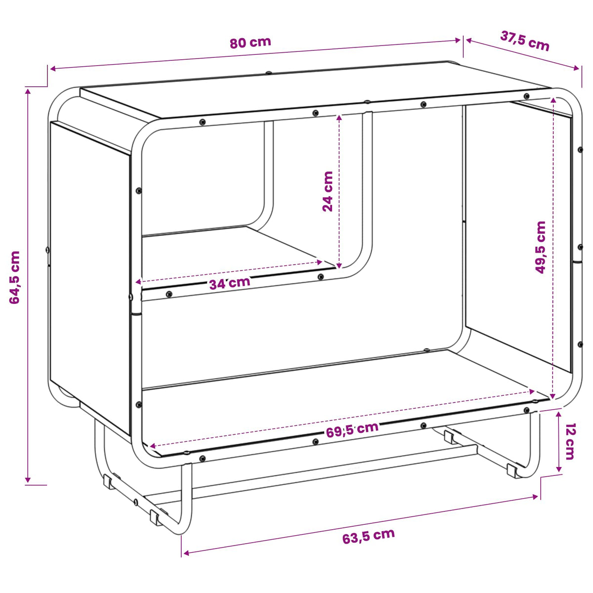 Komoda Siva Sonoma 80 x 37,5 x 64,5 cm Konstruirano drvo