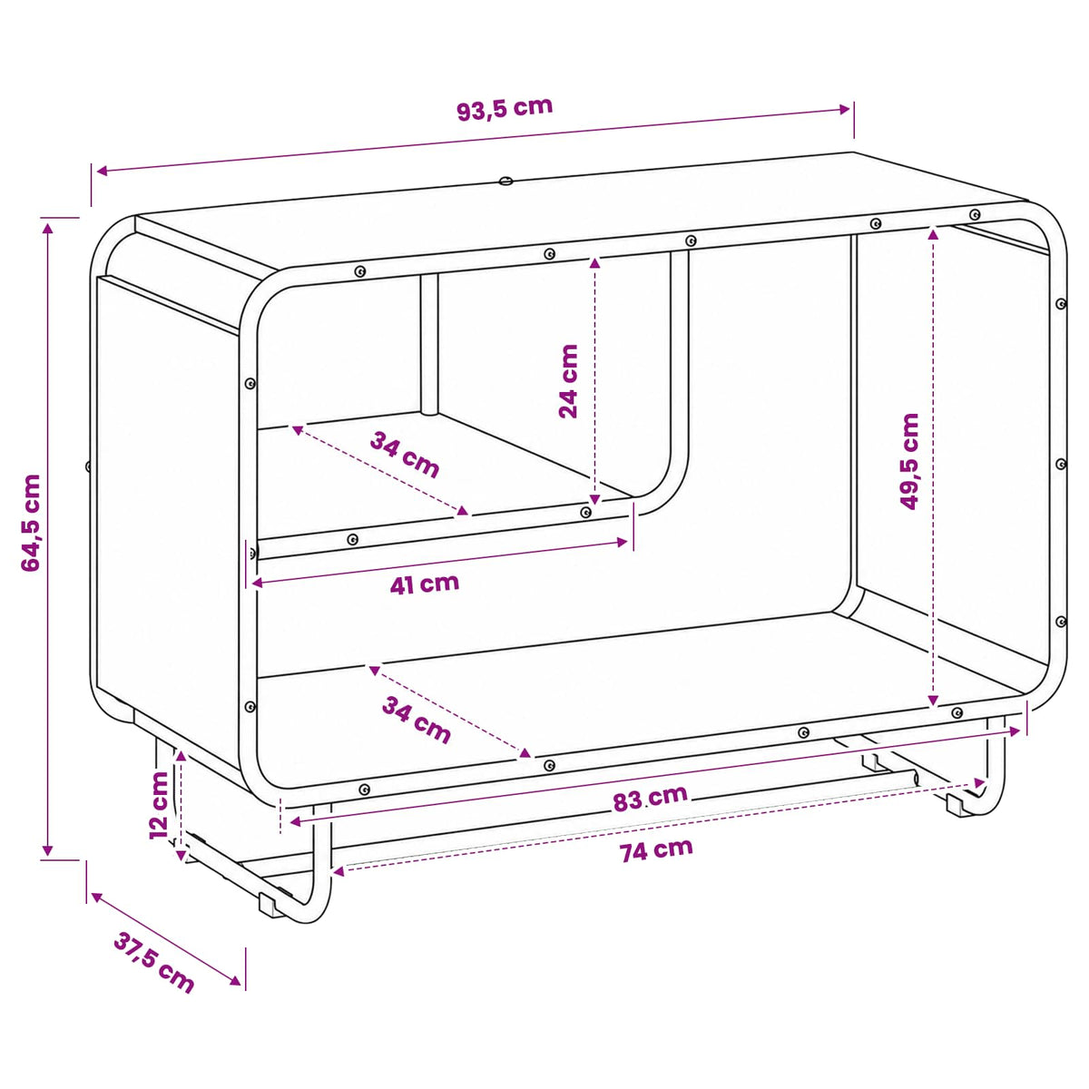 Komoda Crni hrast 93,5 x 37,5 x 64,5 cm Konstruirano drvo