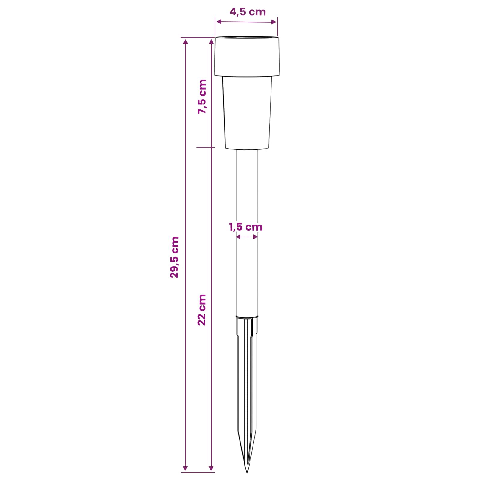 Solarna svjetla za vanjsku upotrebu s tlošcem 6 pcs 29,5 cm