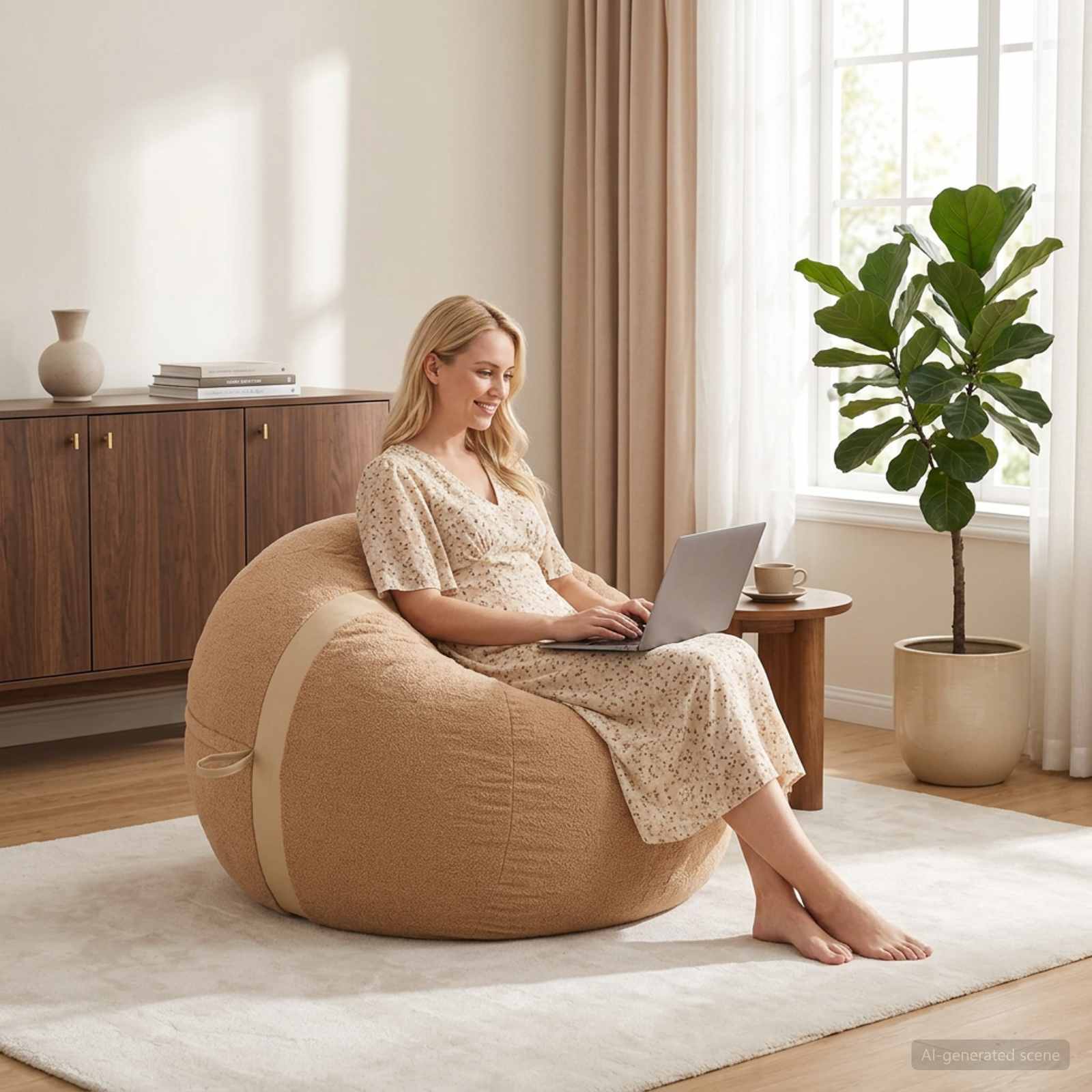 Stolica s mahunama Bež 95 x 93 x 71 cm Sherpa