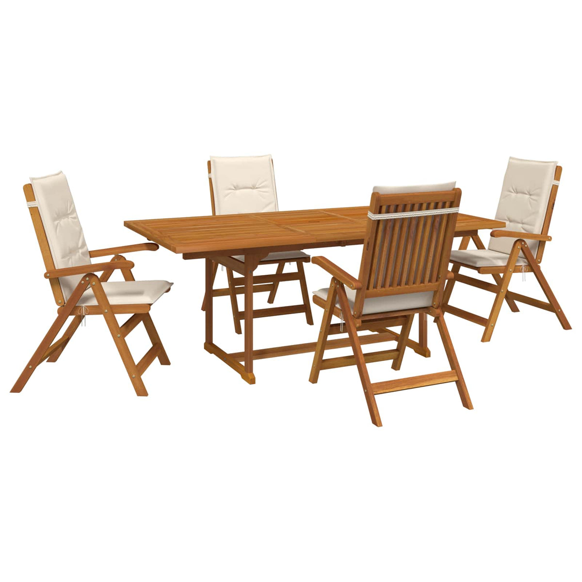 Vanjski set za blagovanje s suncobranom 6 kom. Krem bijela