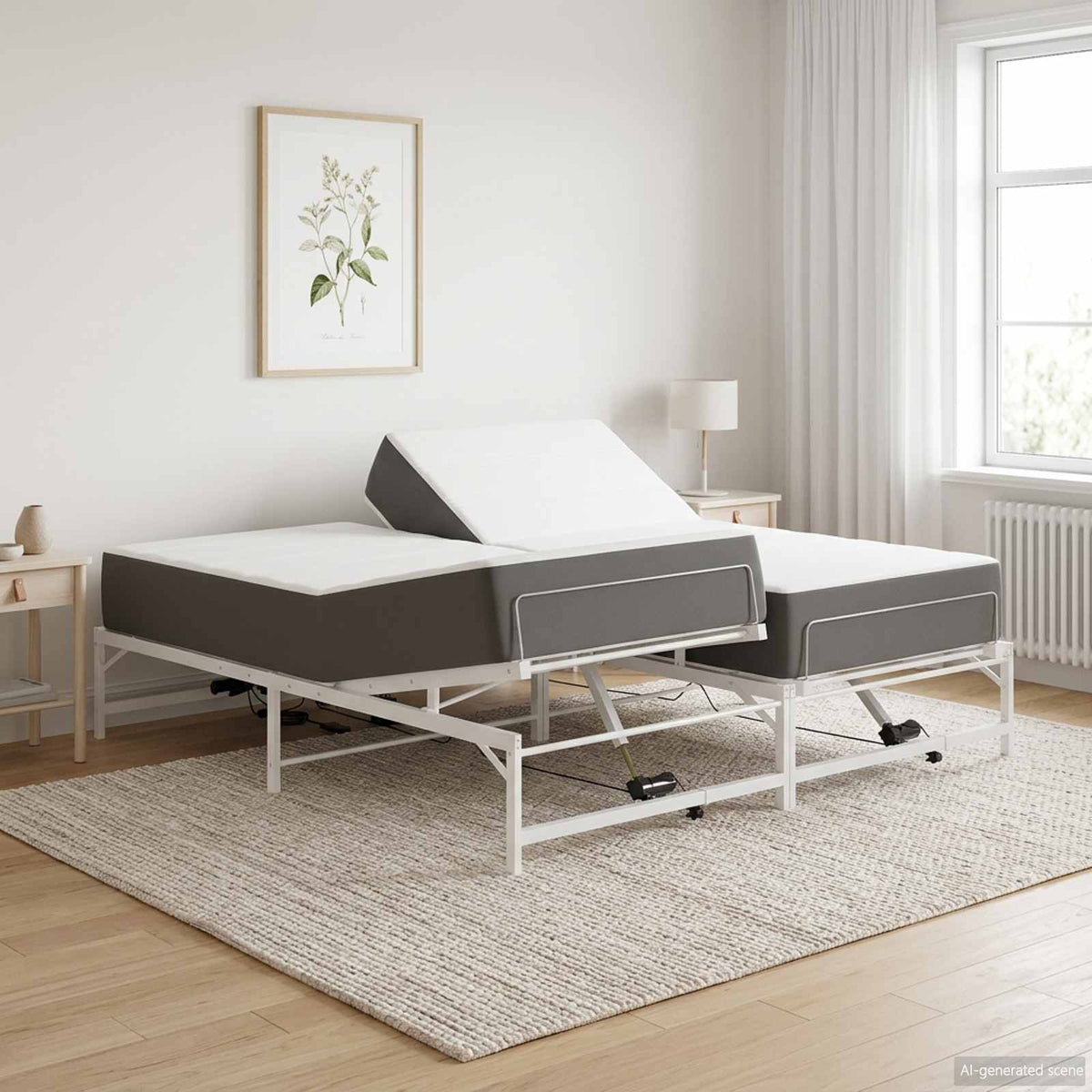 Električni podesivi okvir kreveta Bijela 200 x 200 cm Čelik
