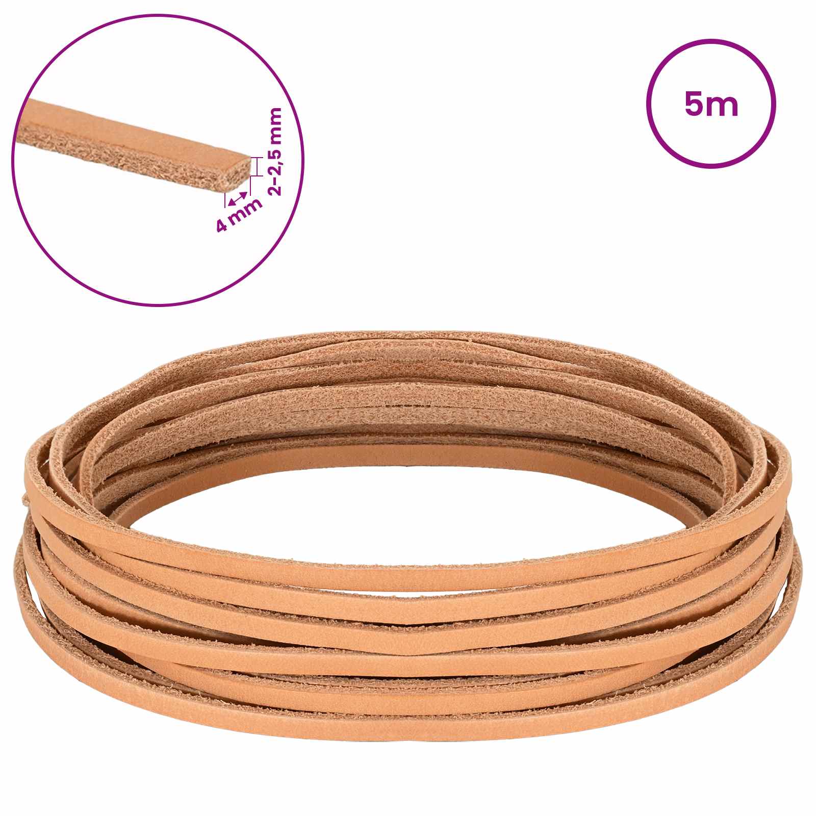 Kožni Remen Svijetlosmeđa 500 x 0,4 cm Koža