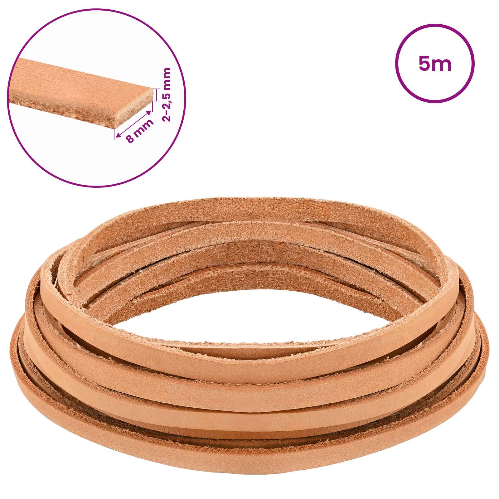 Kožni Remen Svijetlosmeđa 500 x 0,8 cm Koža