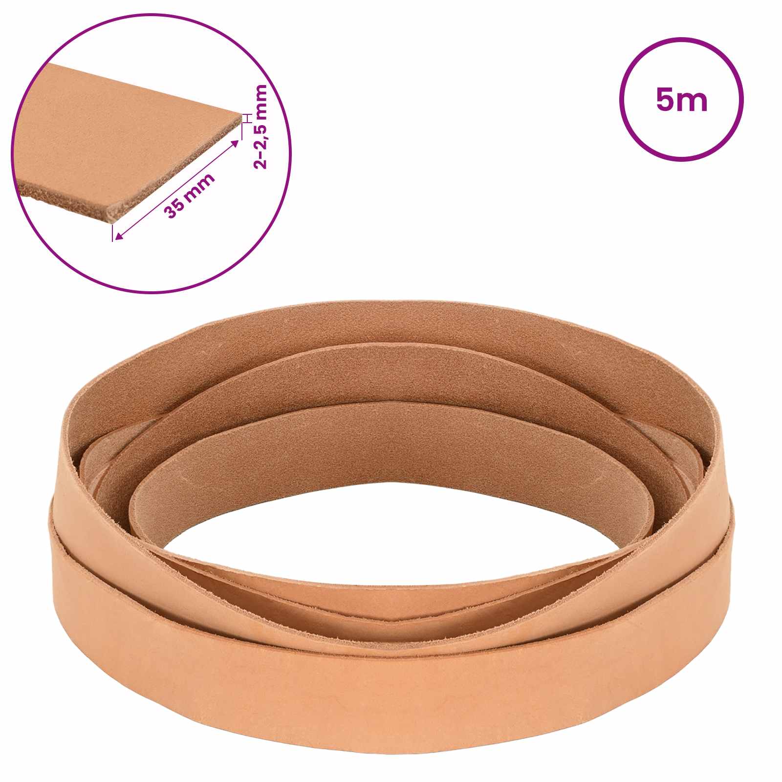 Kožni Remen Svijetlosmeđa 500 x 3,5 cm Koža