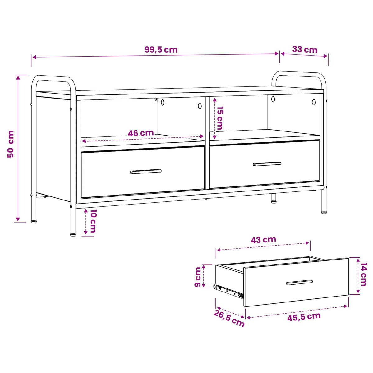 TV ormar 67,5 x 33 x 50 cm Siva Sonoma Konstruirano drvo