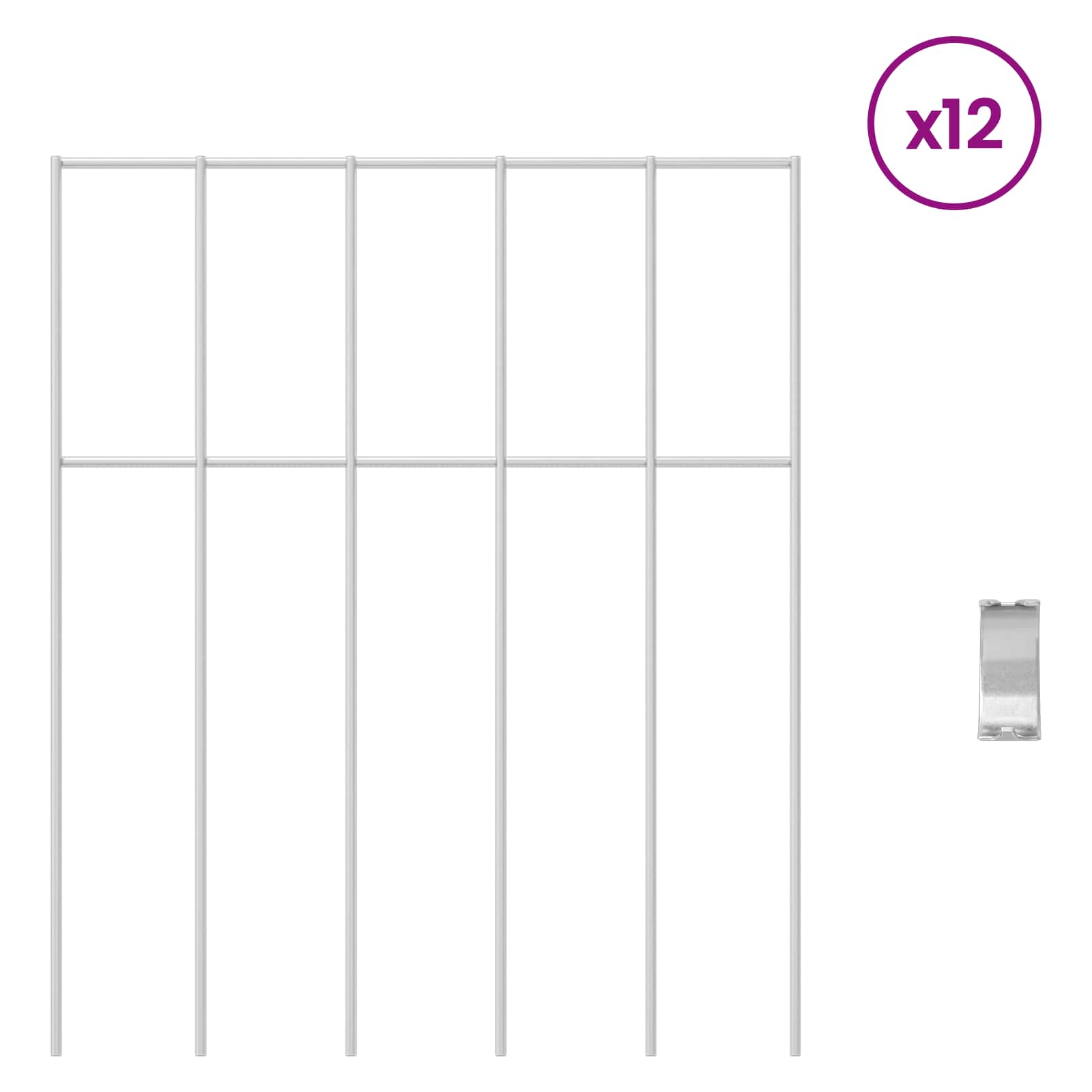 Panel vrtne ograde 12 pcs Pocinčani čelik Srebrna