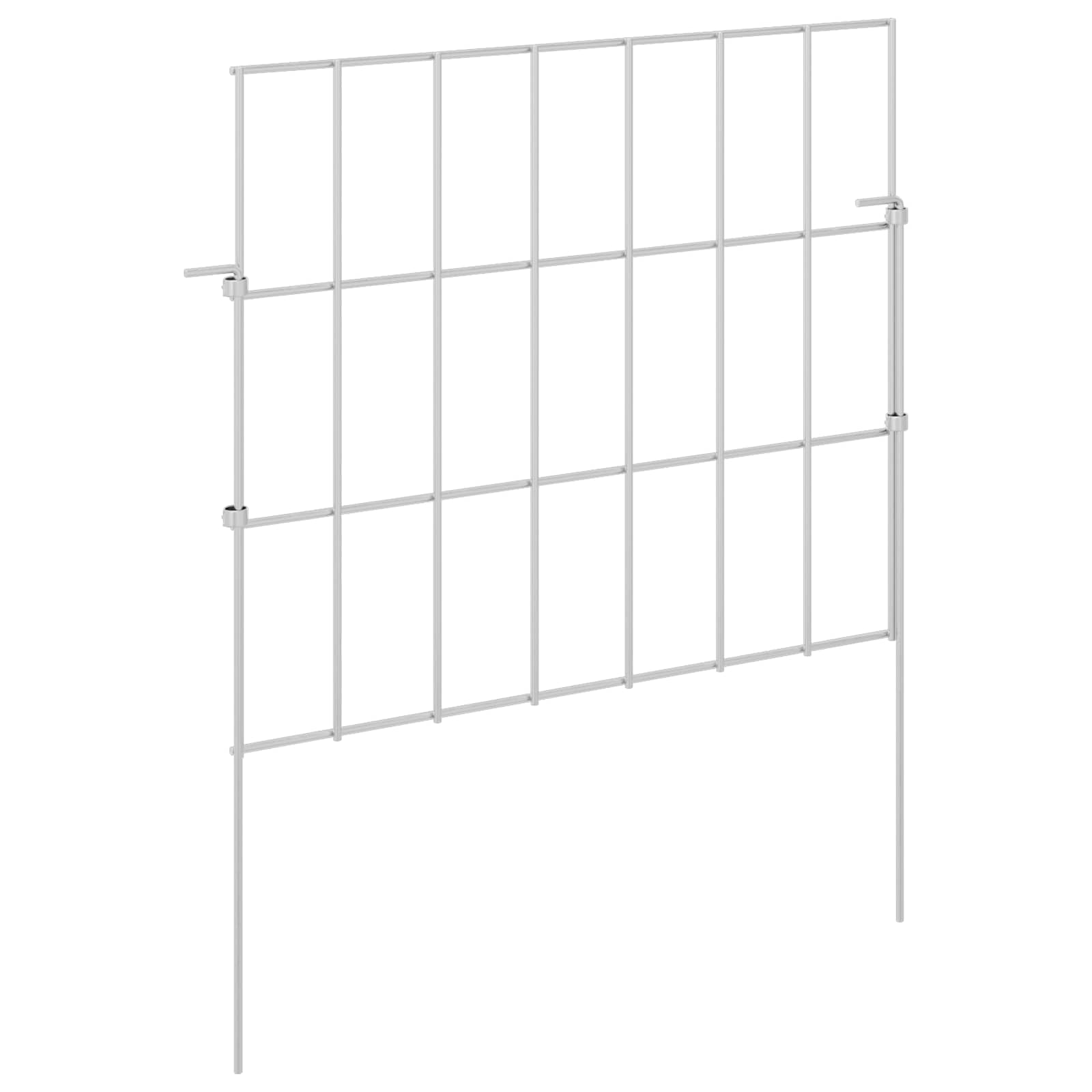 Ograda za vrt s kolčićima 48 pcs 35 x 30 cm Mesh Srebrna